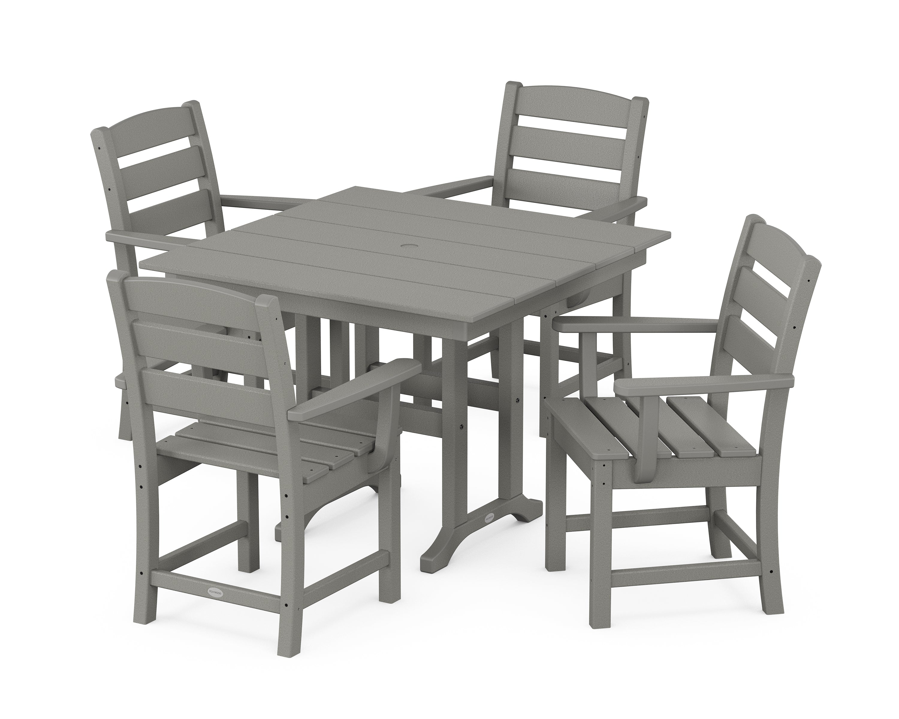 POLYWOOD Lakeside 5-Piece Farmhouse Dining Set in Slate Grey