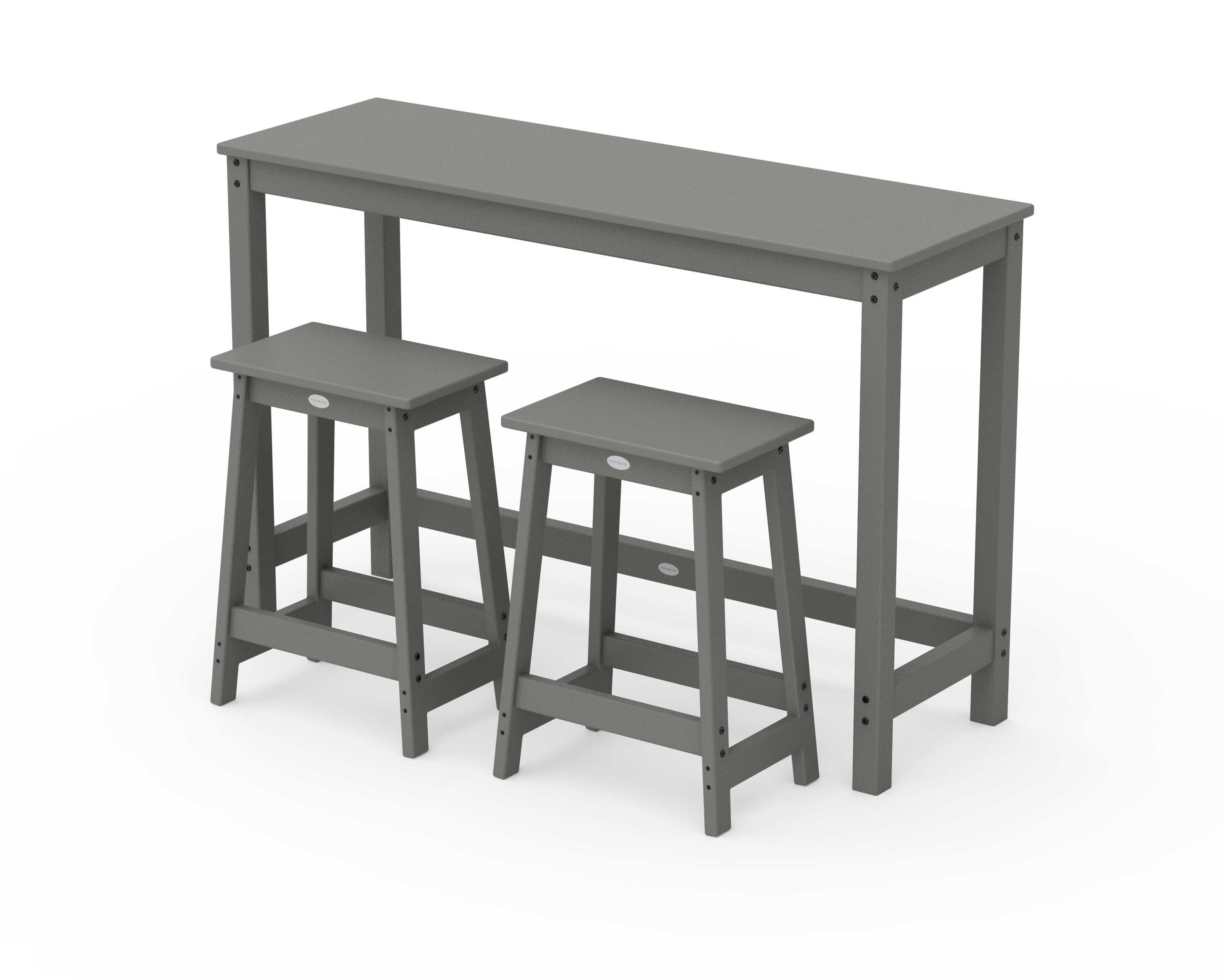 POLYWOOD Modern Studio Stool 3-Piece Counter Balcony Set in Slate Grey