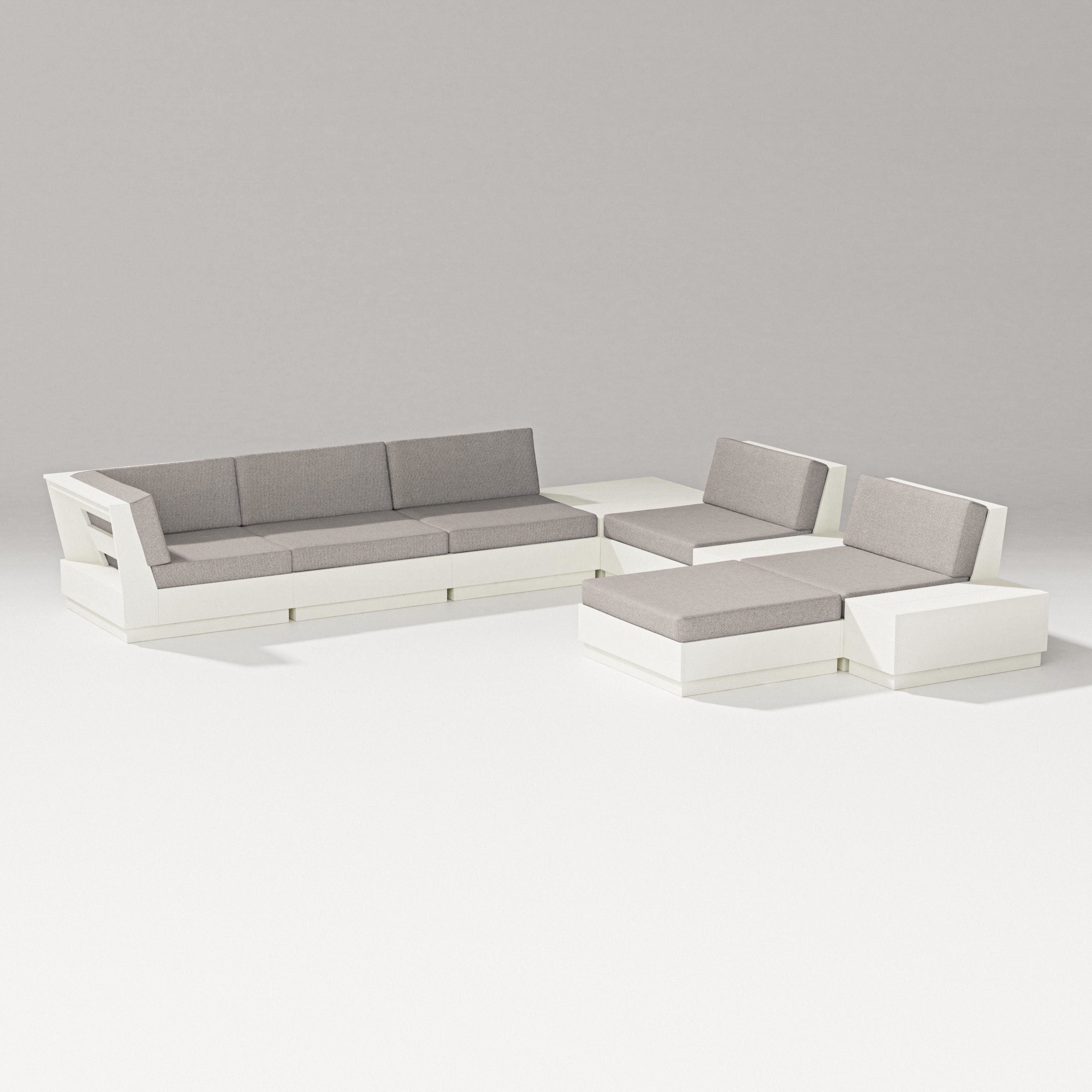 PW Designer Series Elevate 9-Piece Conversation Sectional in Vintage White / Weathered Tweed
