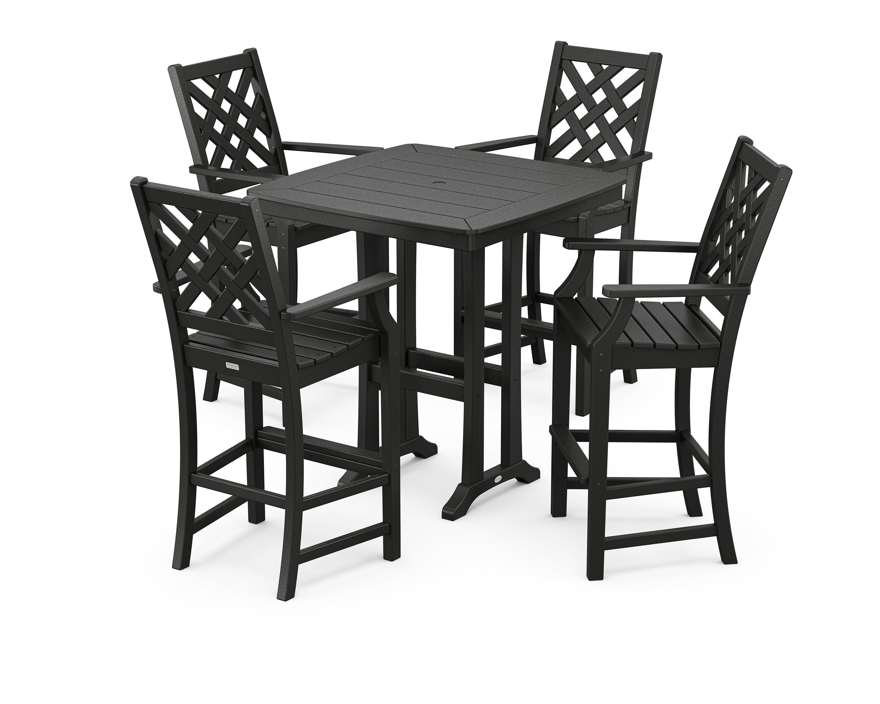 Country Living Wovendale 5-Piece Bar Set with Trestle Legs in Black