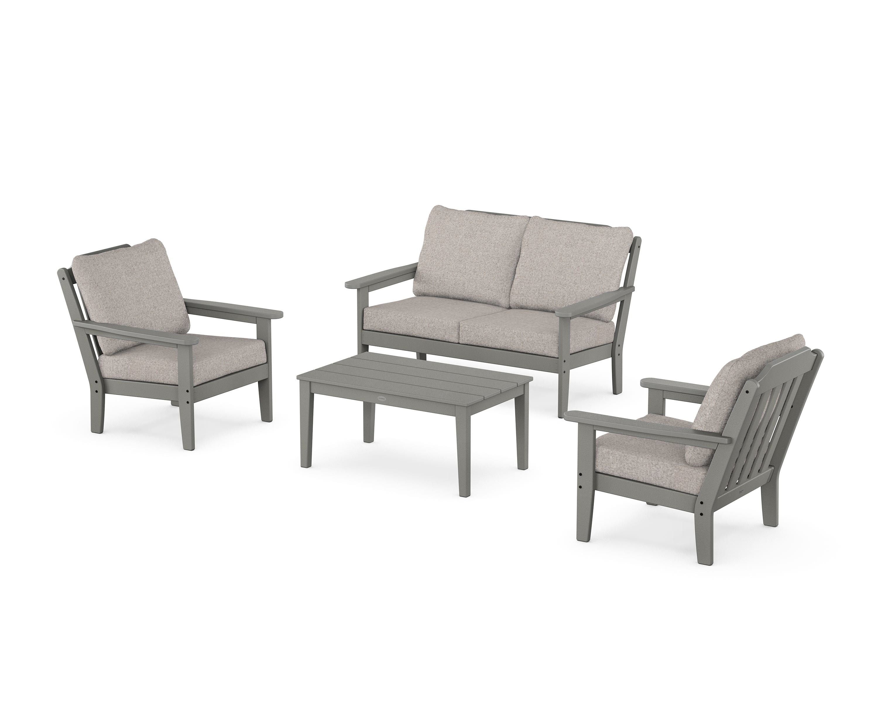 Country Living Cottage 4-Piece Deep Seating Set with Loveseat in Slate Grey / Weathered Tweed