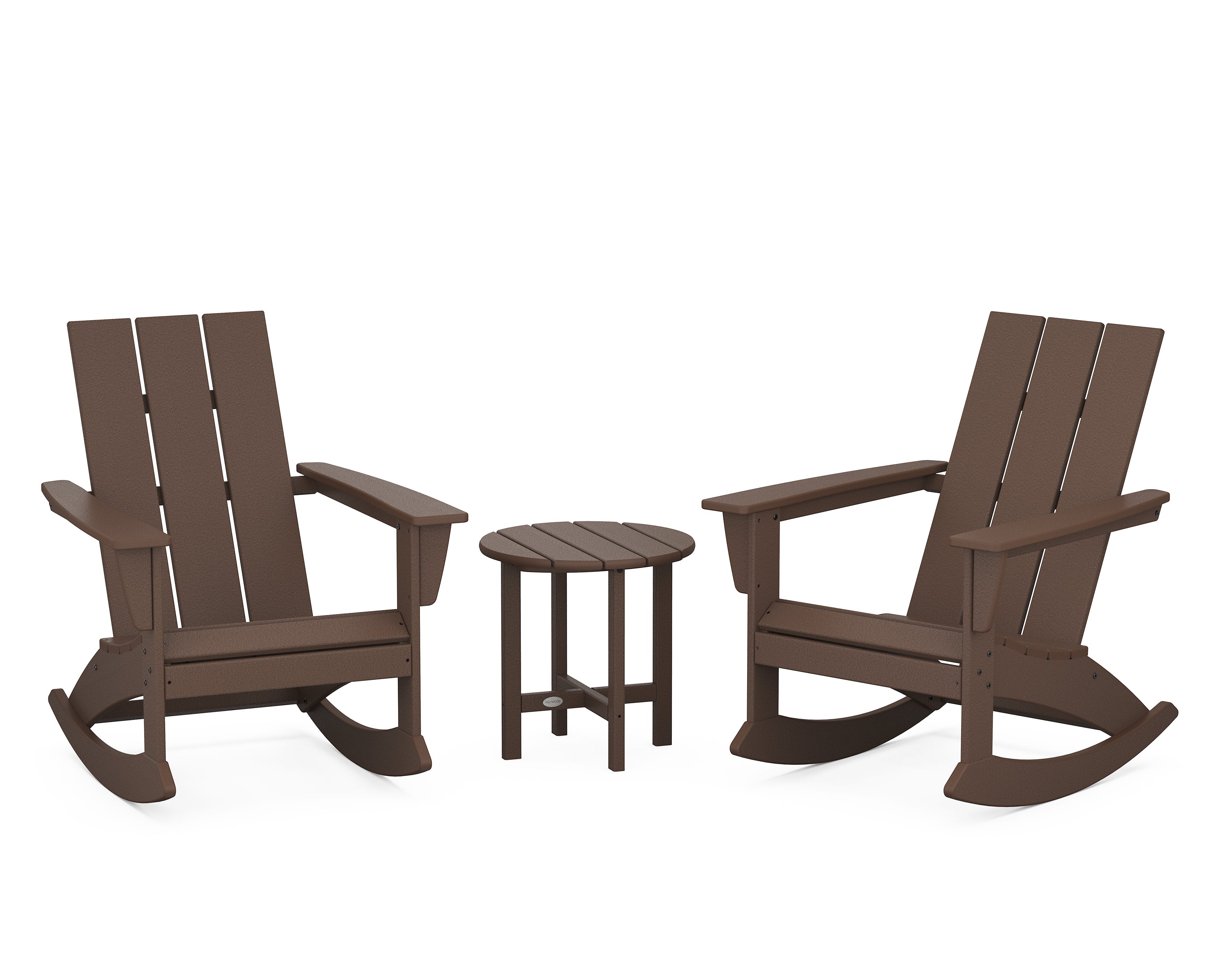 POLYWOOD® Modern 3-Piece Adirondack Rocking Chair Set in Mahogany