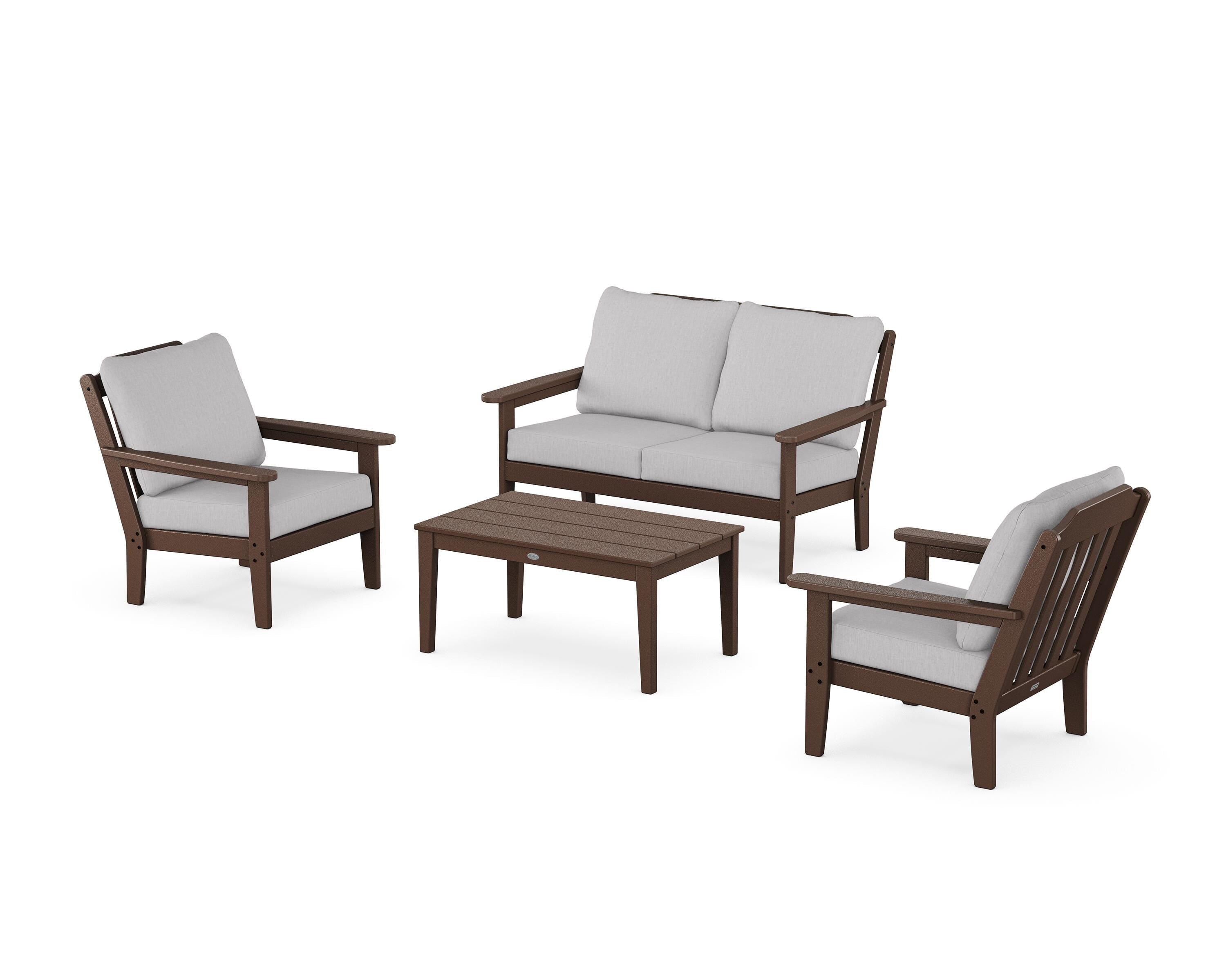 Country Living Cottage 4-Piece Deep Seating Set with Loveseat in Mahogany / Granite