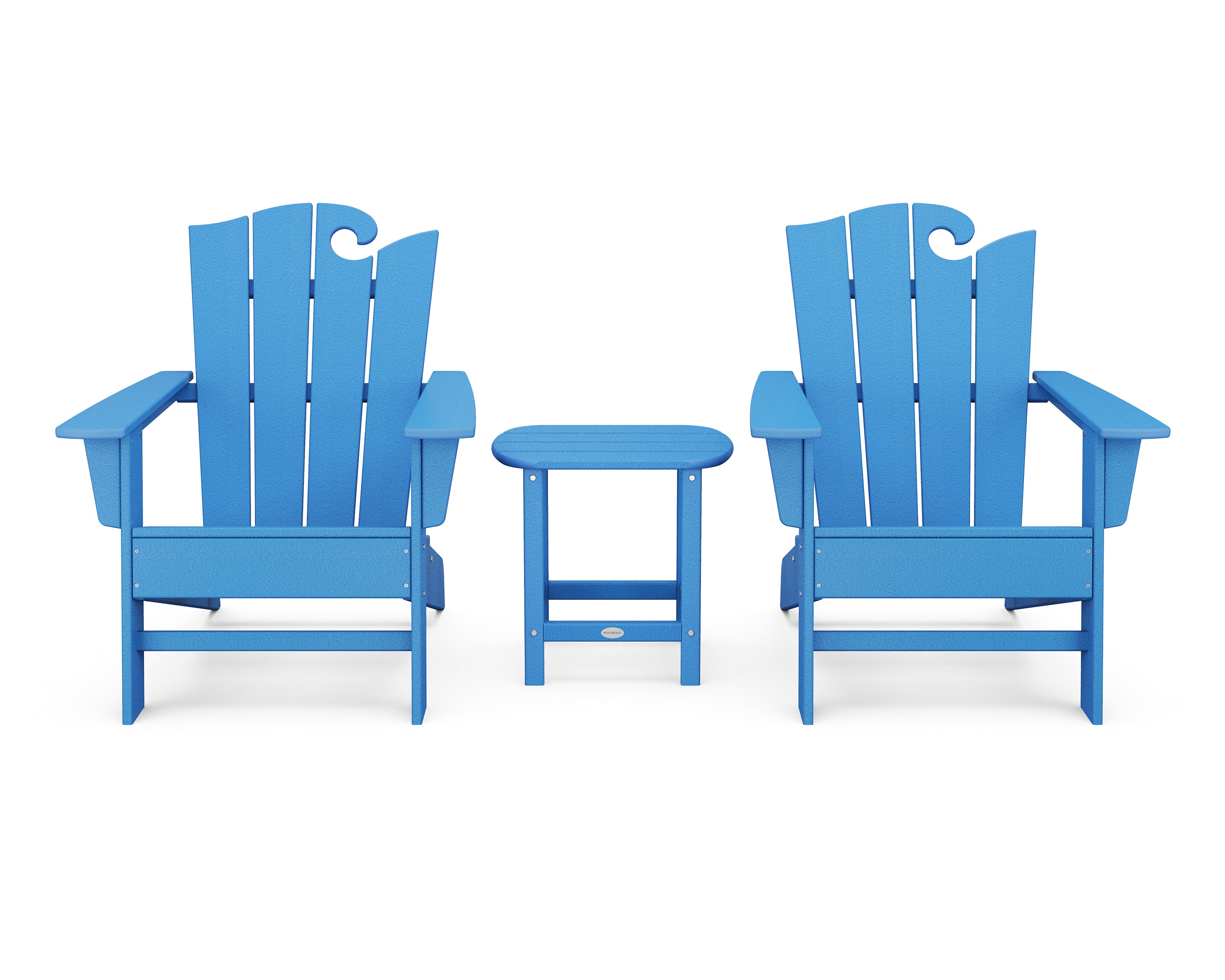 POLYWOOD® Wave 3-Piece Adirondack Set with The Ocean Chair in Pacific Blue