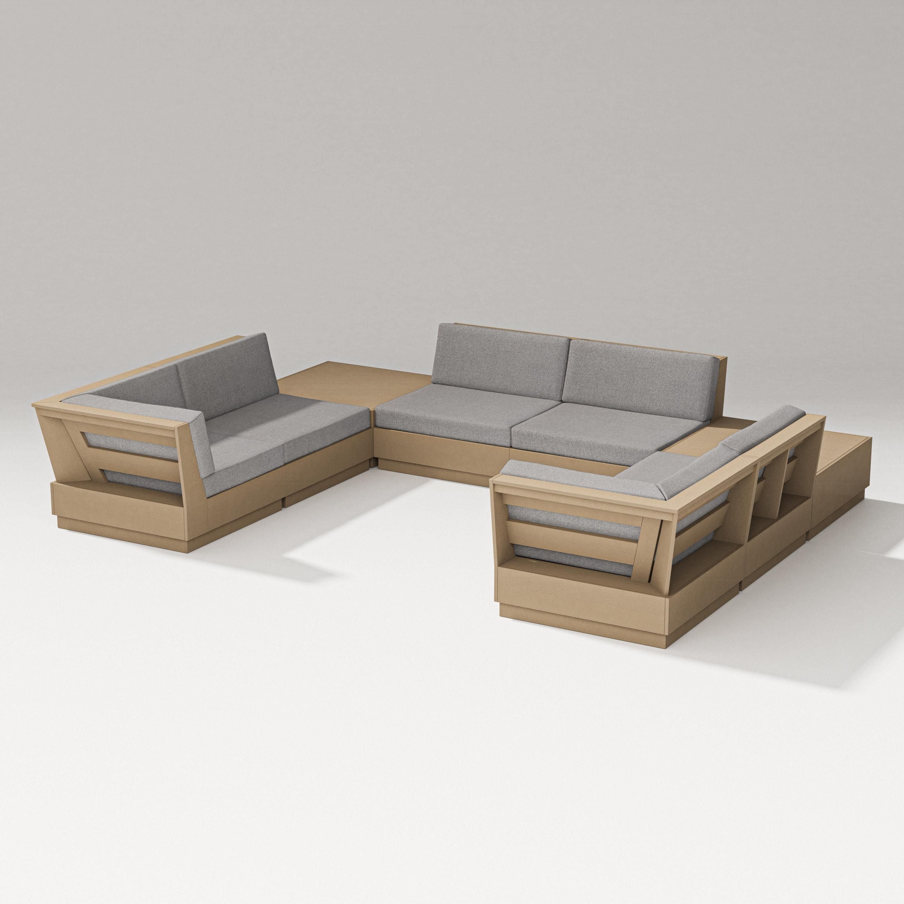 PW Designer Series Elevate 8-Piece U-Shaped Sectional in Vintage Sahara / Grey Mist