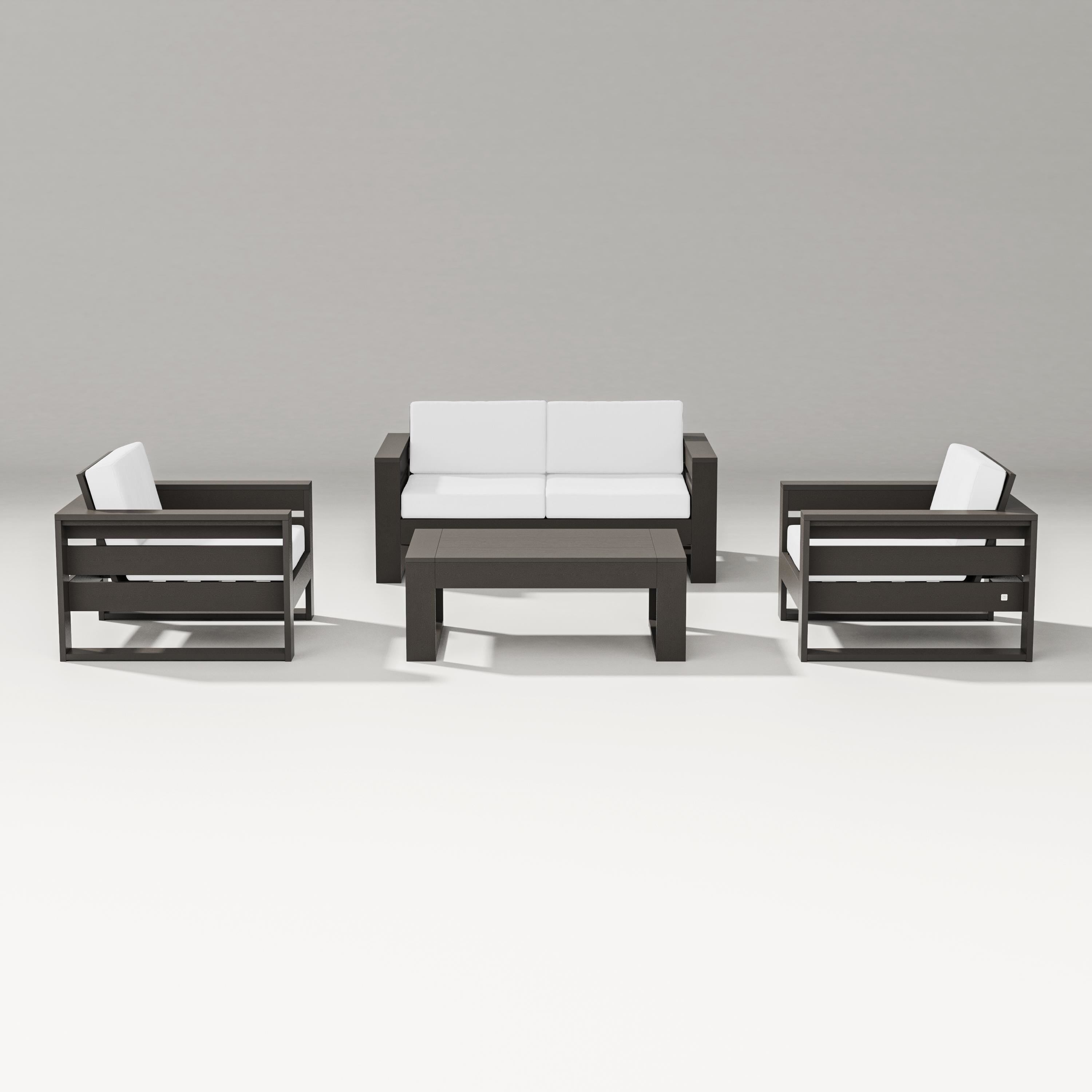PW Designer Series Latitude 4-Piece Lounge Loveseat Set in Vintage Coffee / Natural