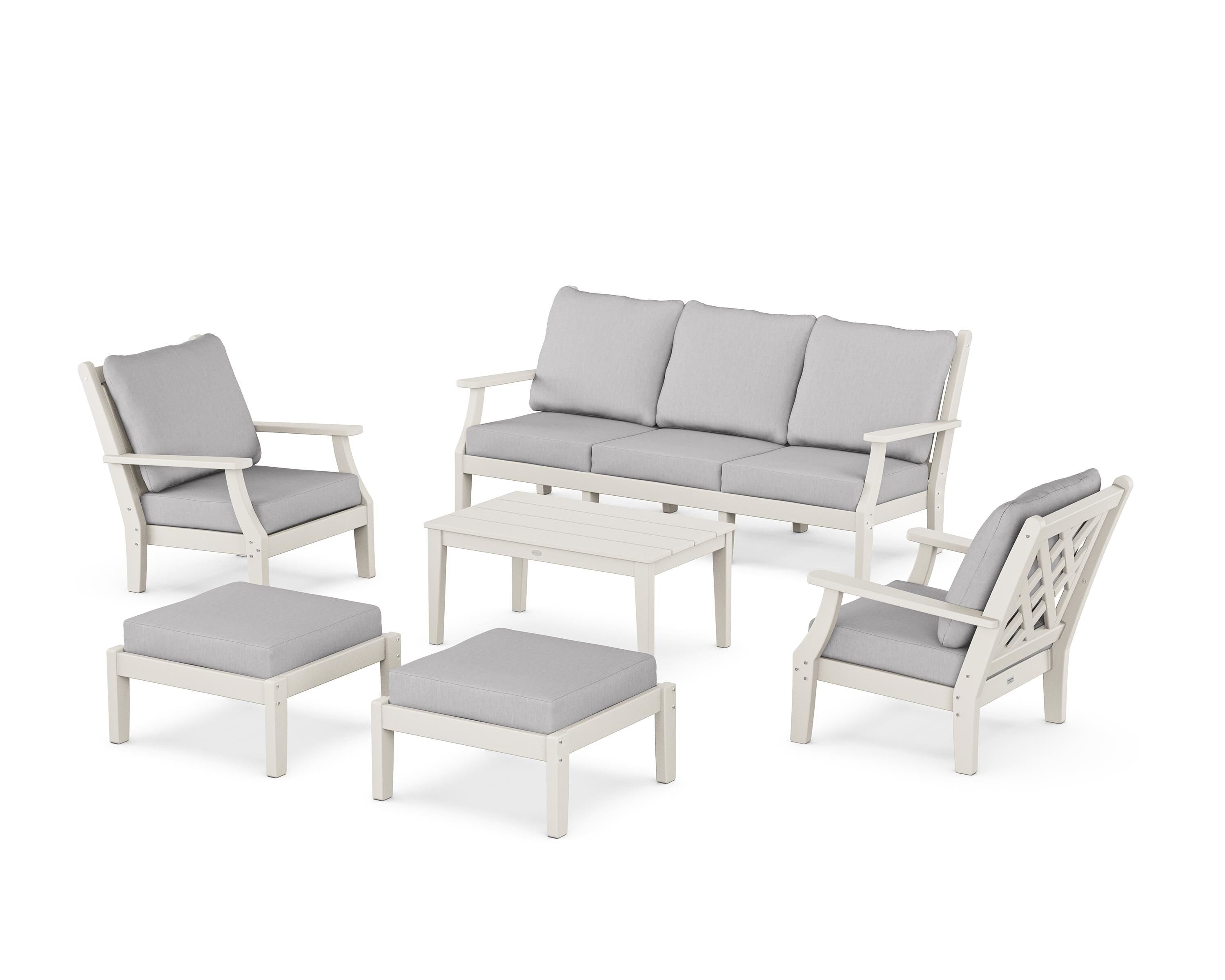 Country Living Wovendale 6-Piece Lounge Sofa Set in Sand / Granite