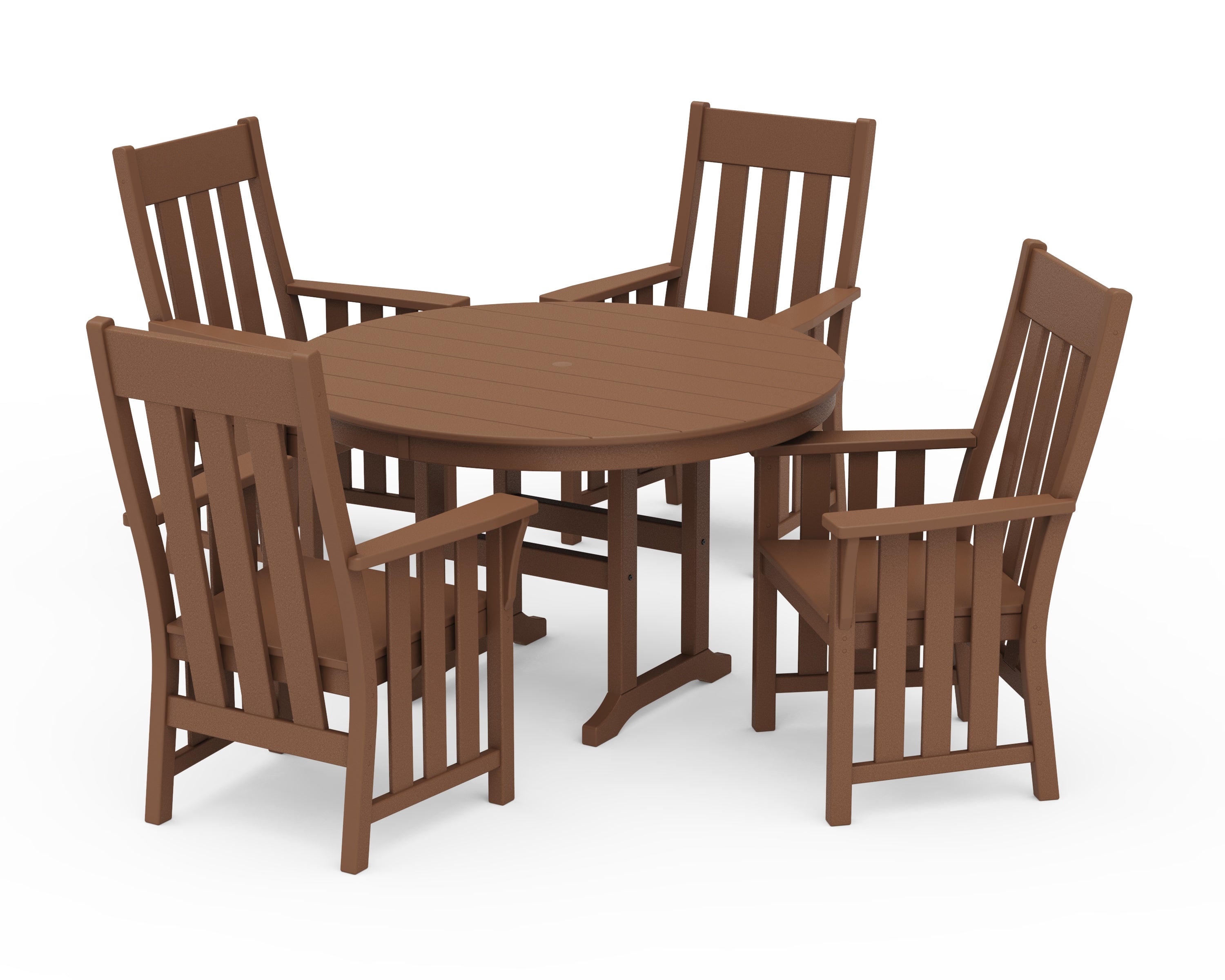Martha Stewart by POLYWOOD Acadia 5-Piece Round Farmhouse Dining Set in Teak