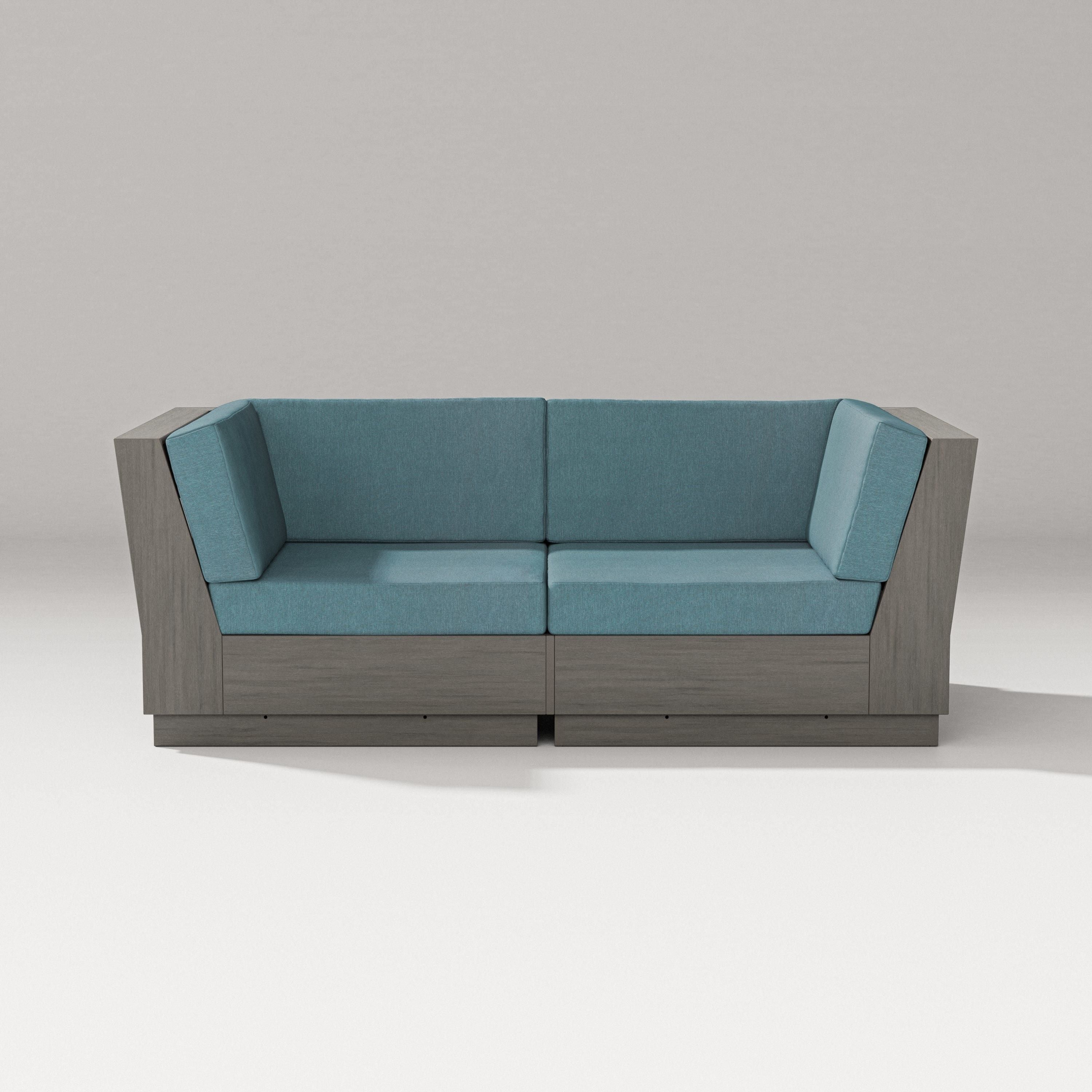 PW Designer Series Elevate Loveseat Sectional in Driftwood / Ocean Teal