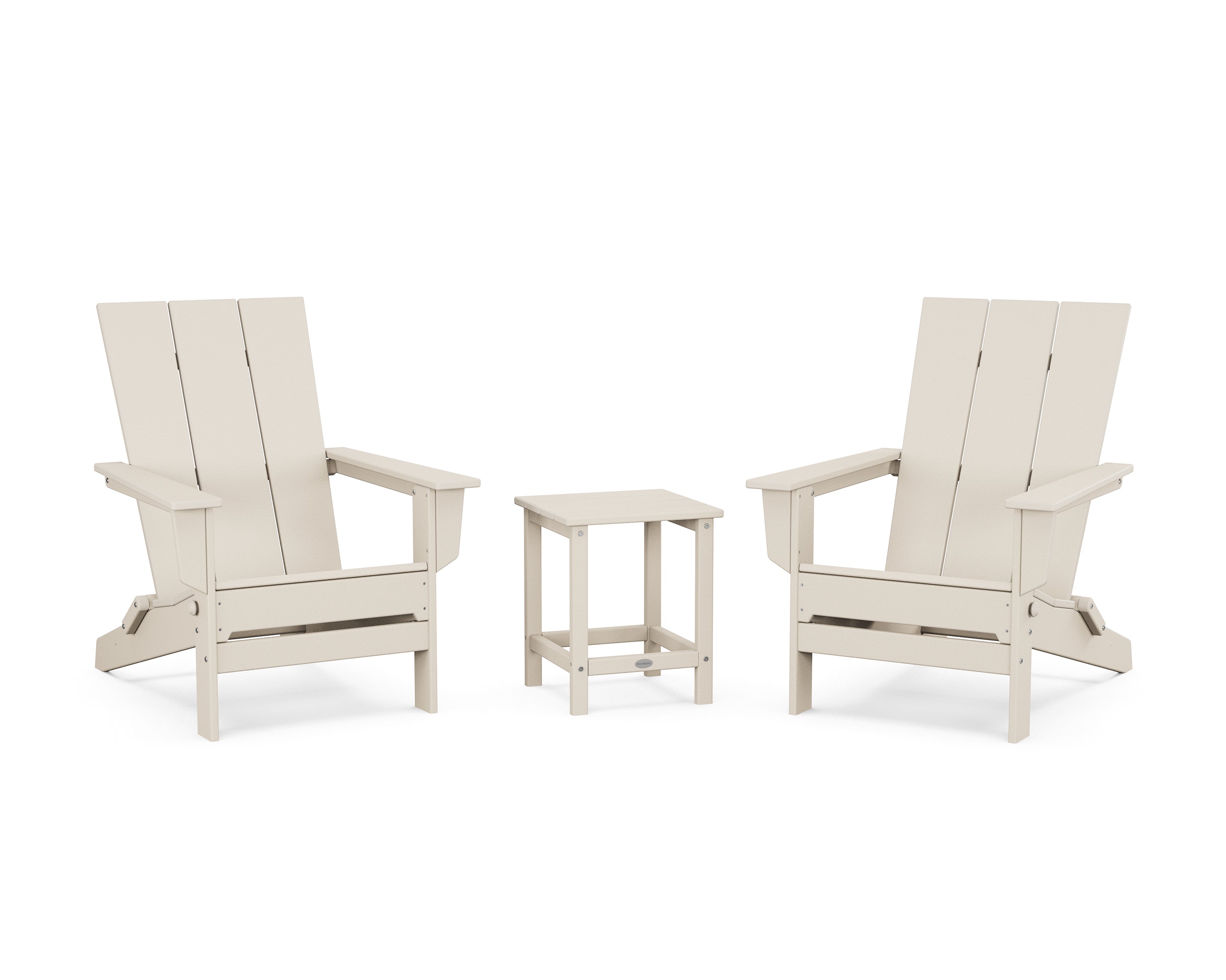 POLYWOOD® 3-Piece Modern Studio Folding Adirondack Set in Sand