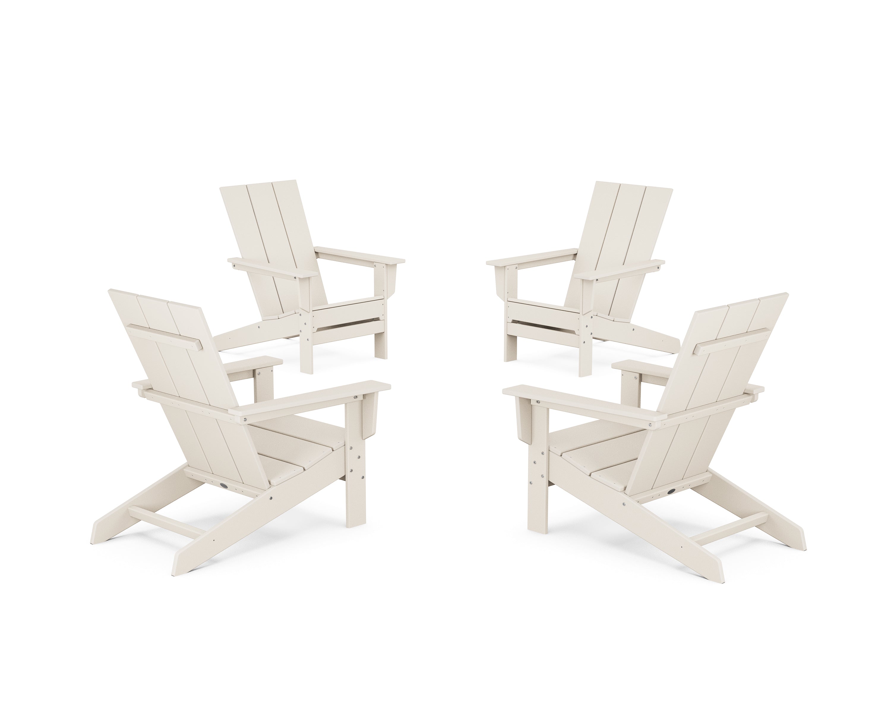 POLYWOOD® 4-Piece Modern Studio Adirondack Chair Conversation Set in Sand