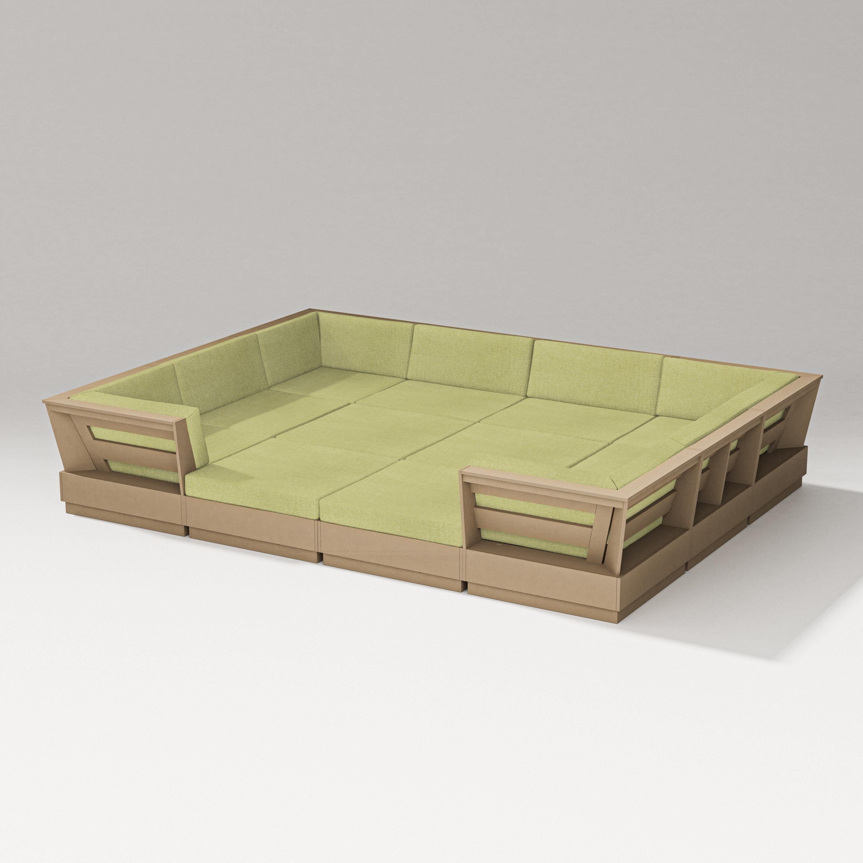 PW Designer Series Elevate 12-Piece Pit Sectional in Vintage Sahara / Chartreuse Boucle