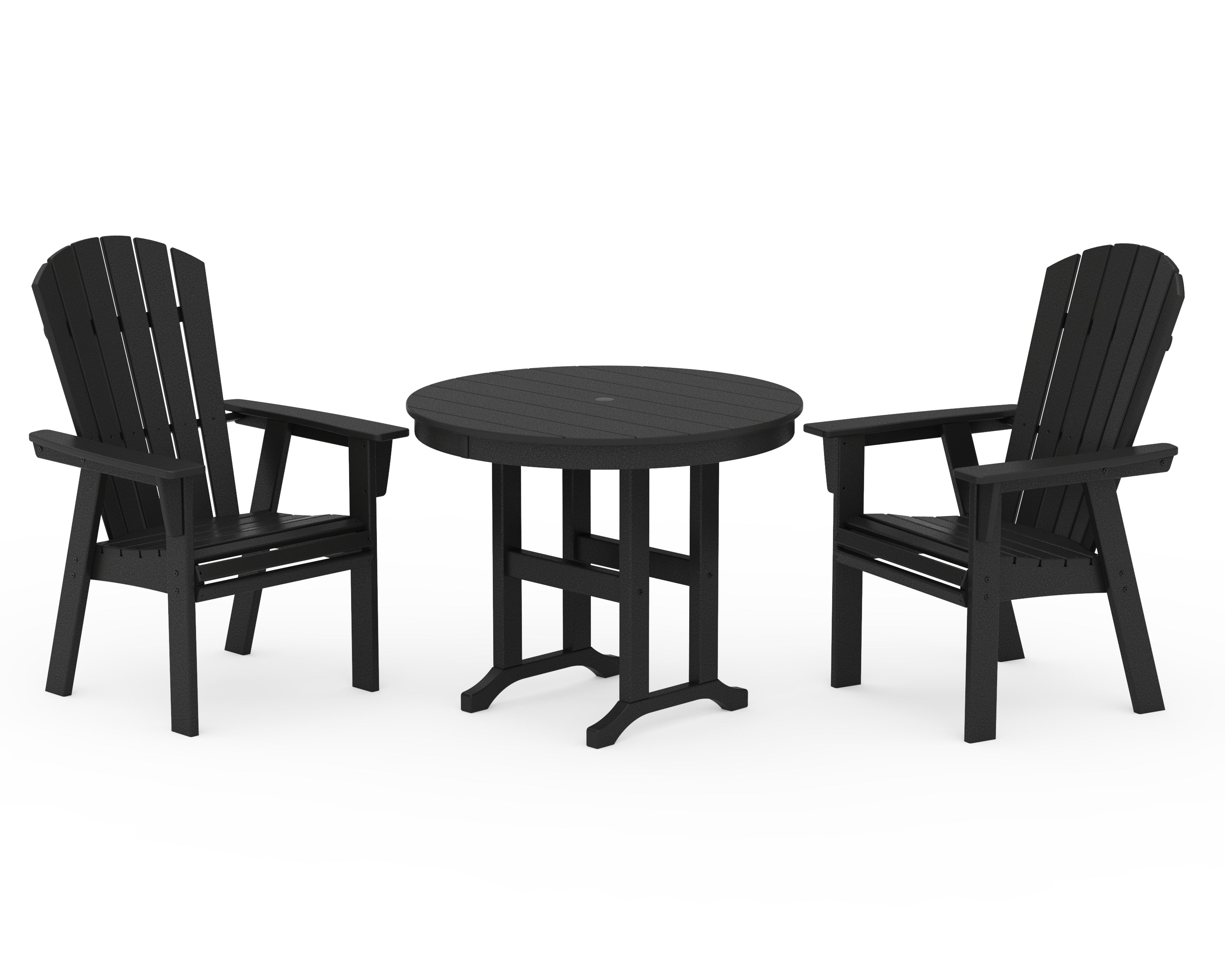 POLYWOOD Nautical Adirondack 3-Piece Round Dining Set in Black