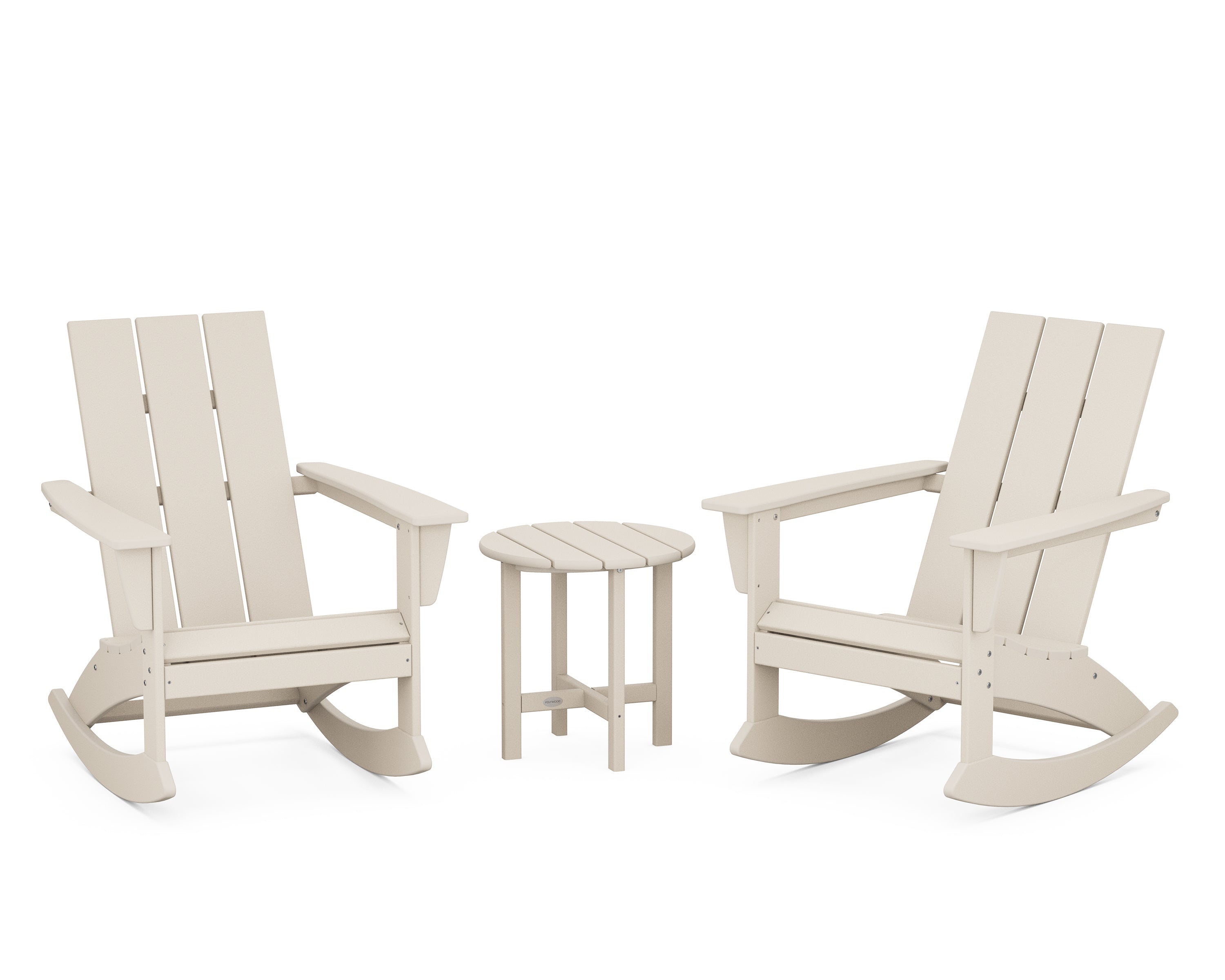 POLYWOOD® Modern 3-Piece Adirondack Rocking Chair Set in Sand