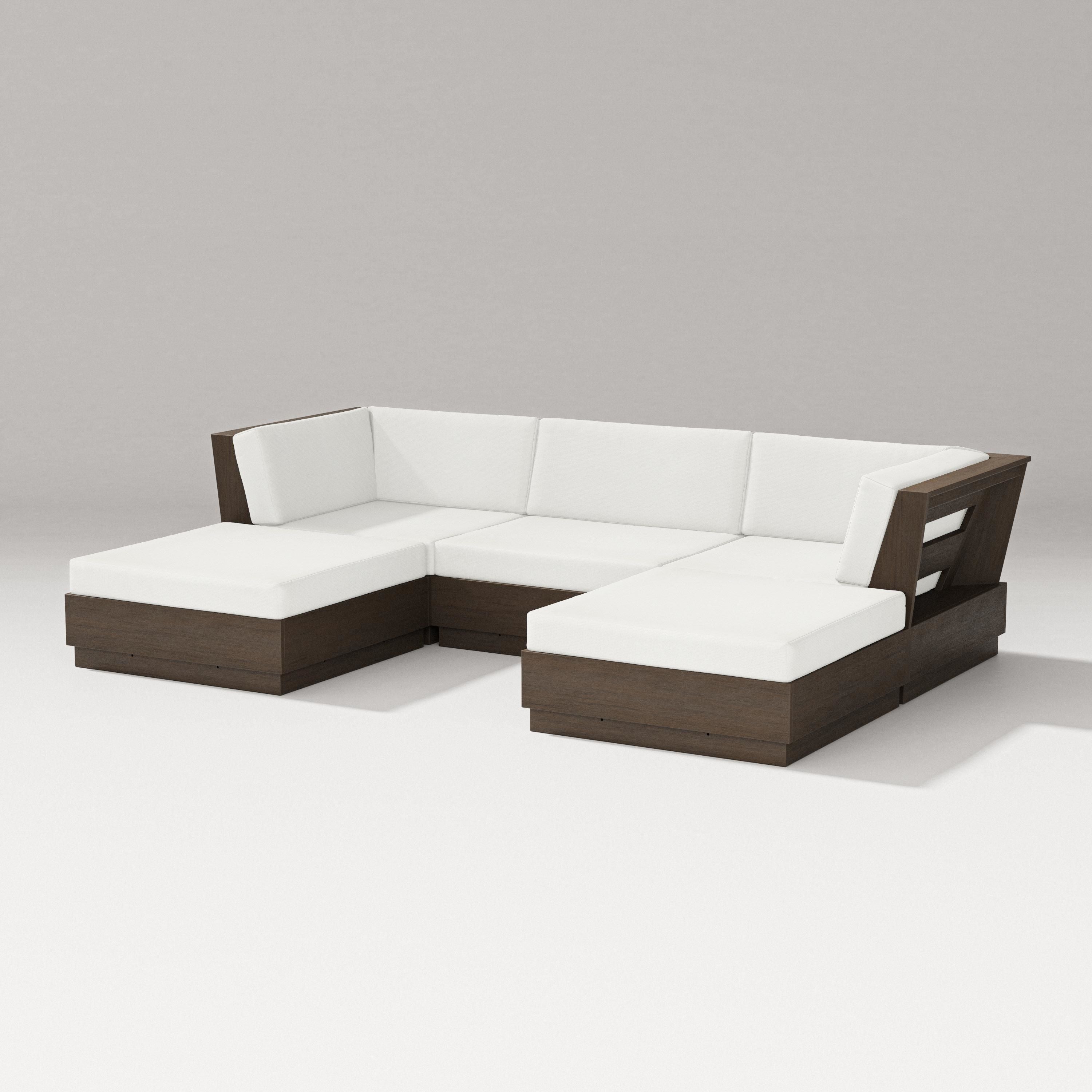 PW Designer Series Elevate Double Chaise Sectional in Kona / Natural Linen