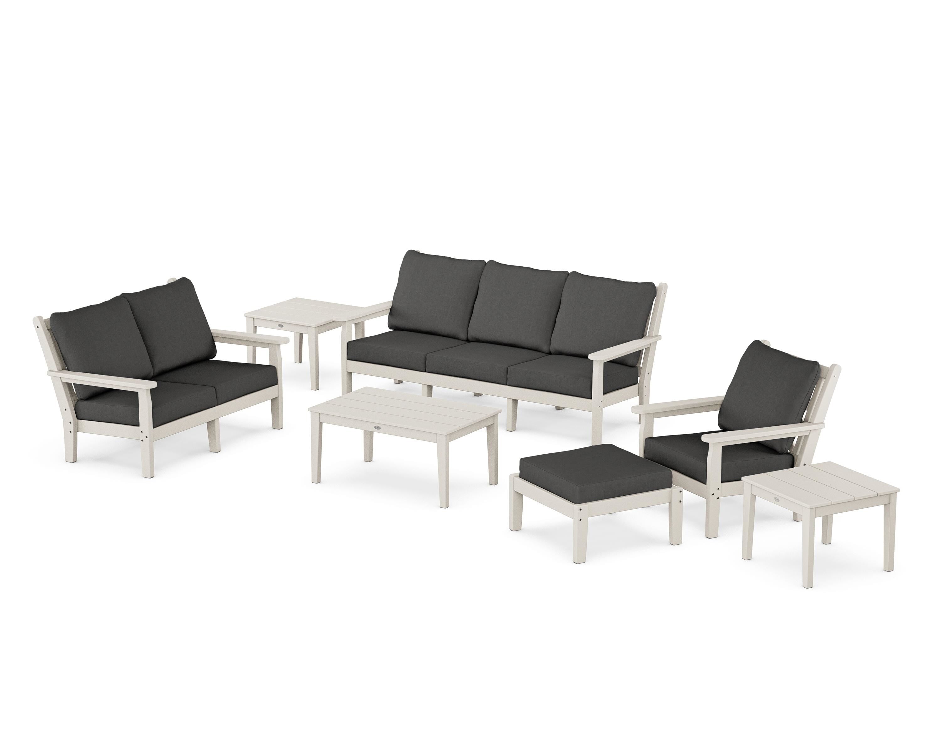 POLYWOOD Chippendale 7-Piece Deep Seating Set in Sand / Spectrum Carbon