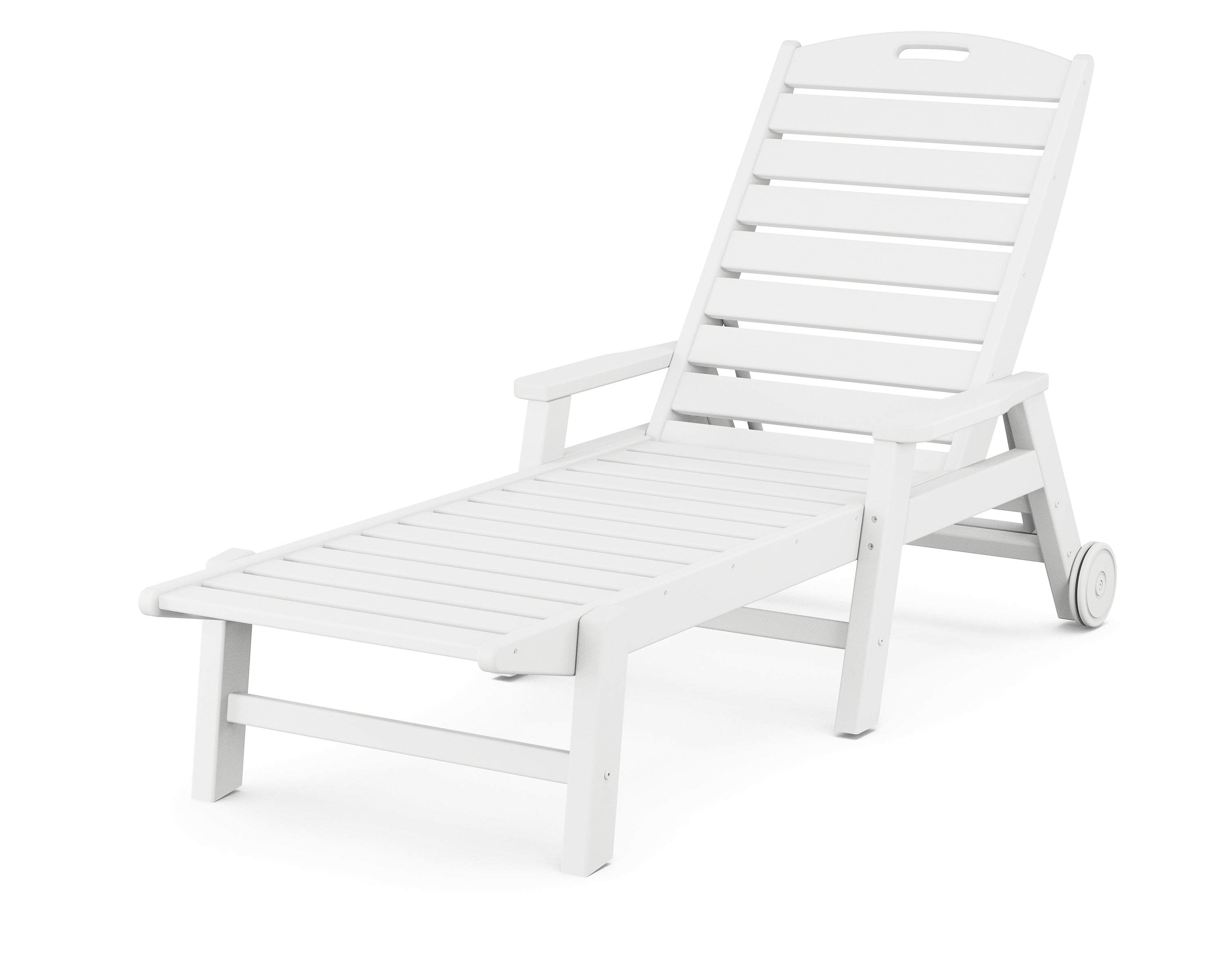 POLYWOOD® Nautical Chaise with Arms & Wheels in White