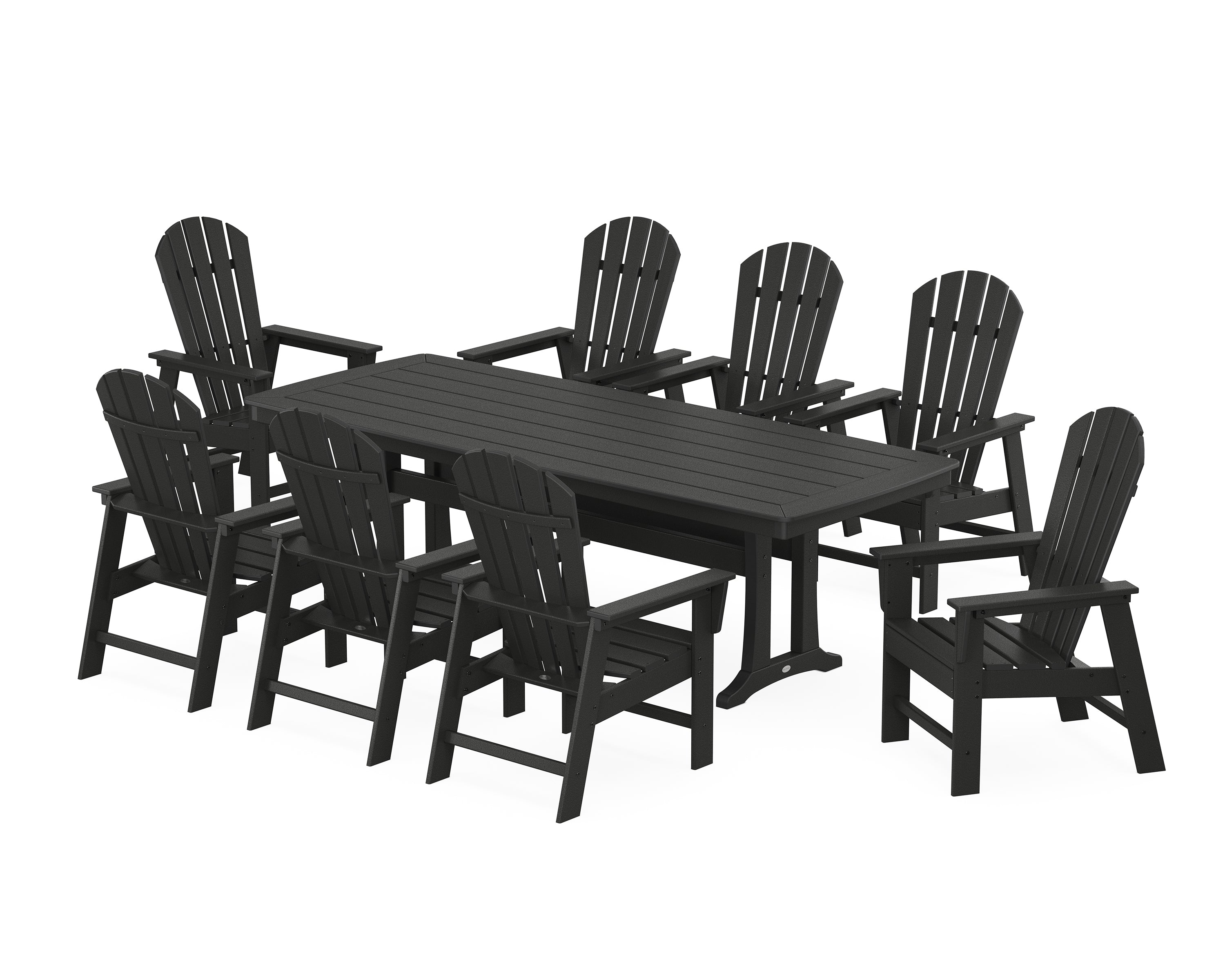 POLYWOOD® South Beach 9-Piece Dining Set with Trestle Legs in Black