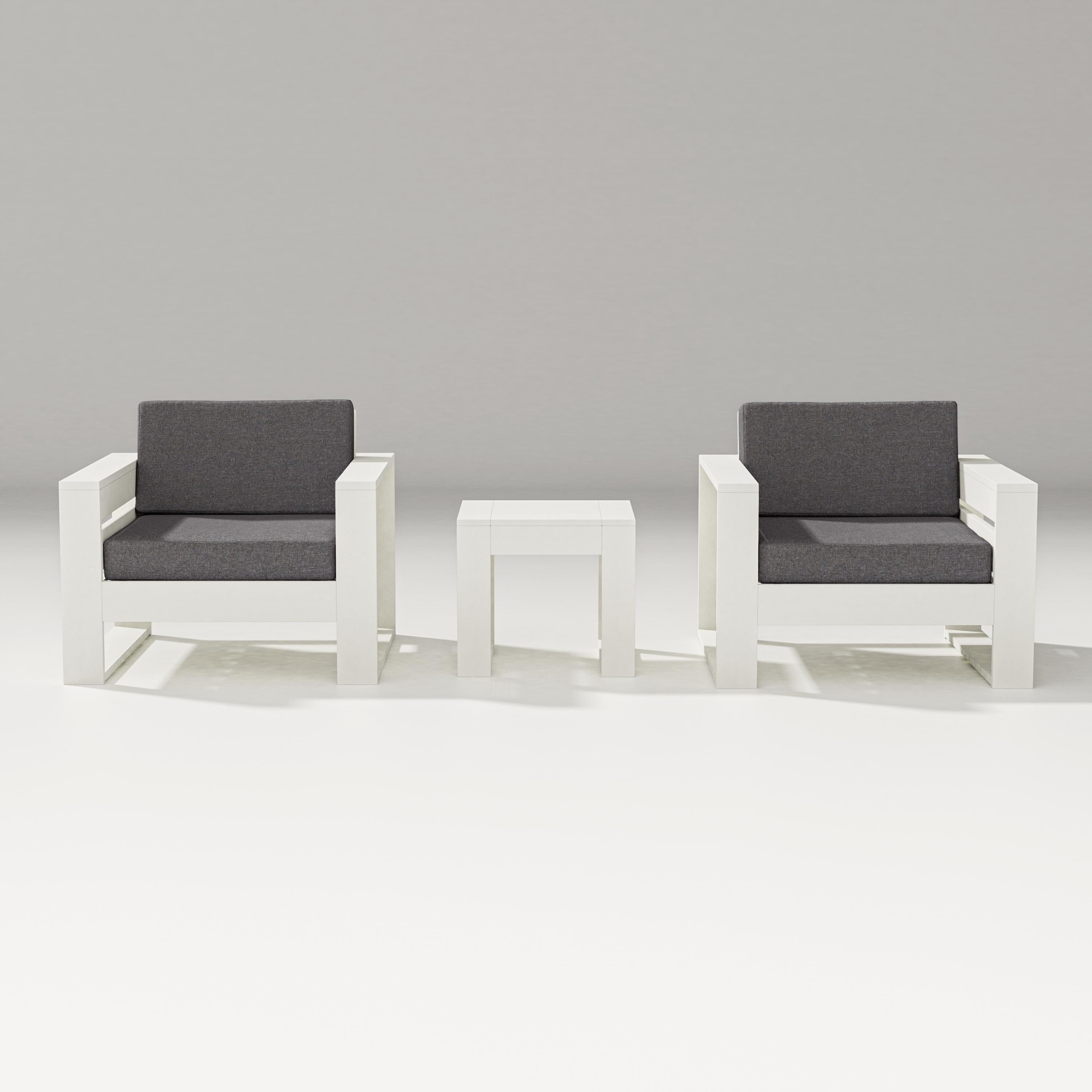 PW Designer Series Latitude 3-Piece Lounge Chair Set in Vintage White / Ash Charcoal