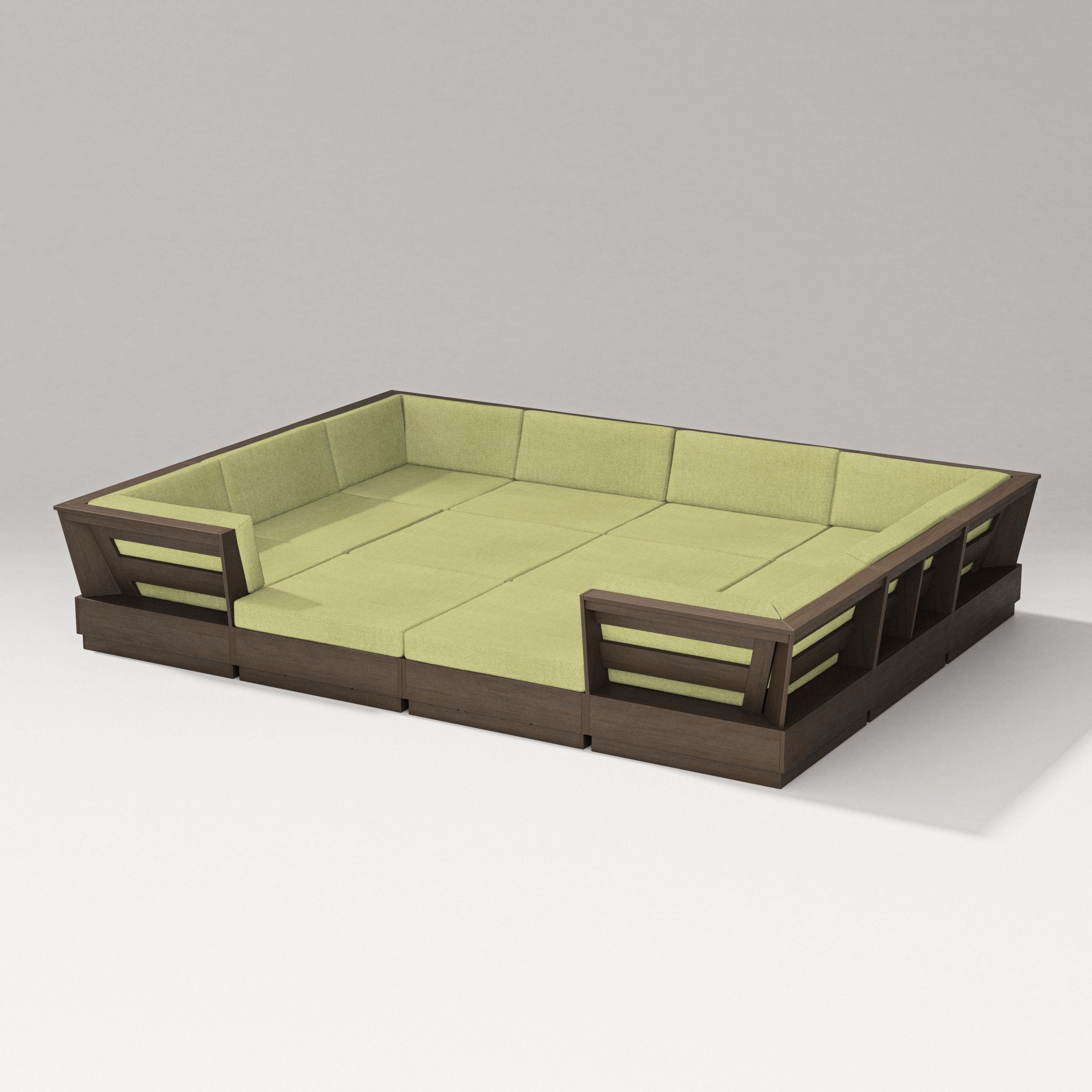 PW Designer Series Elevate 12-Piece Pit Sectional in Kona / Chartreuse Boucle