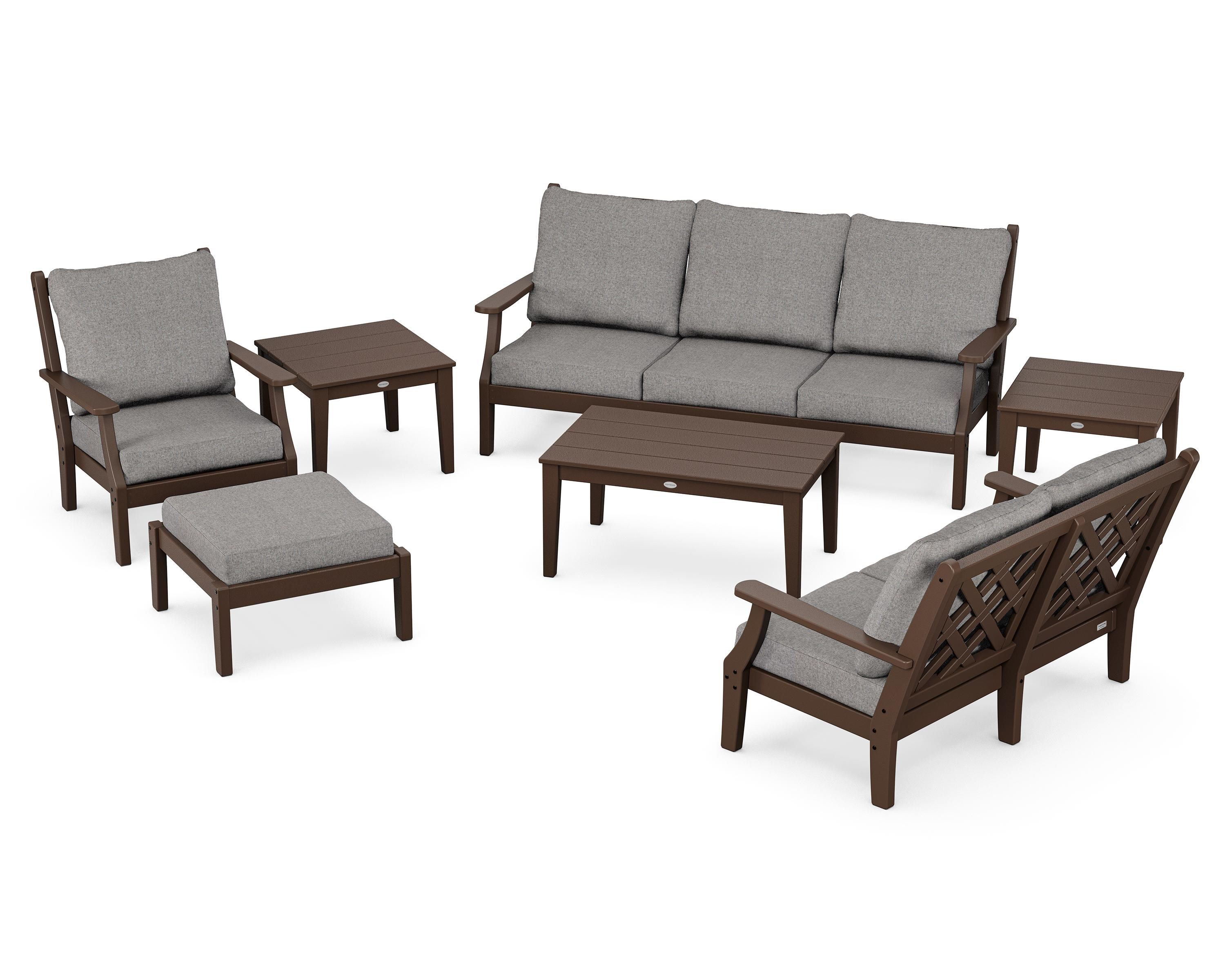 Country Living Wovendale 7-Piece Deep Seating Set in Mahogany / Grey Mist