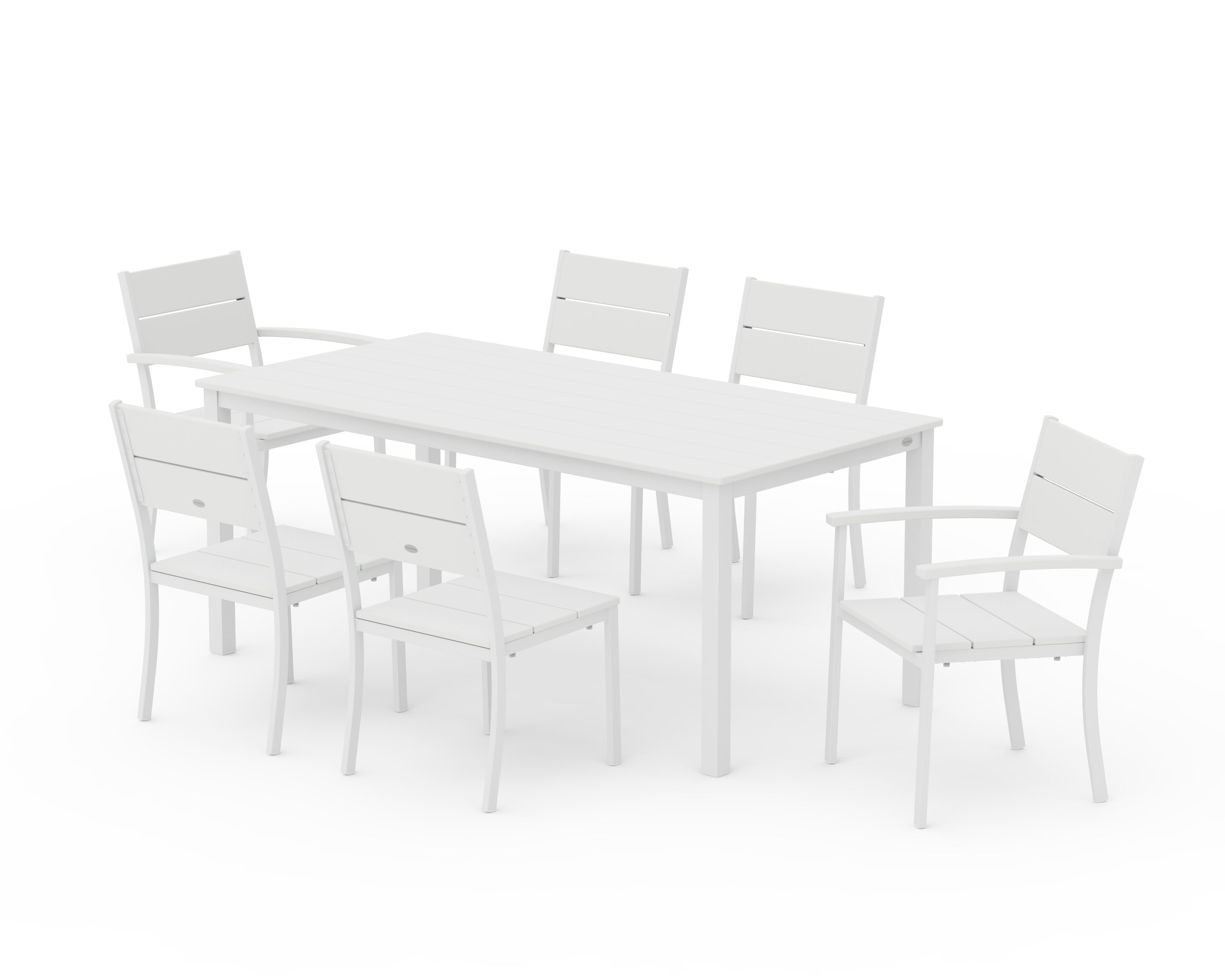 POLYWOOD Main Street 7-Piece Dining Set in White / White
