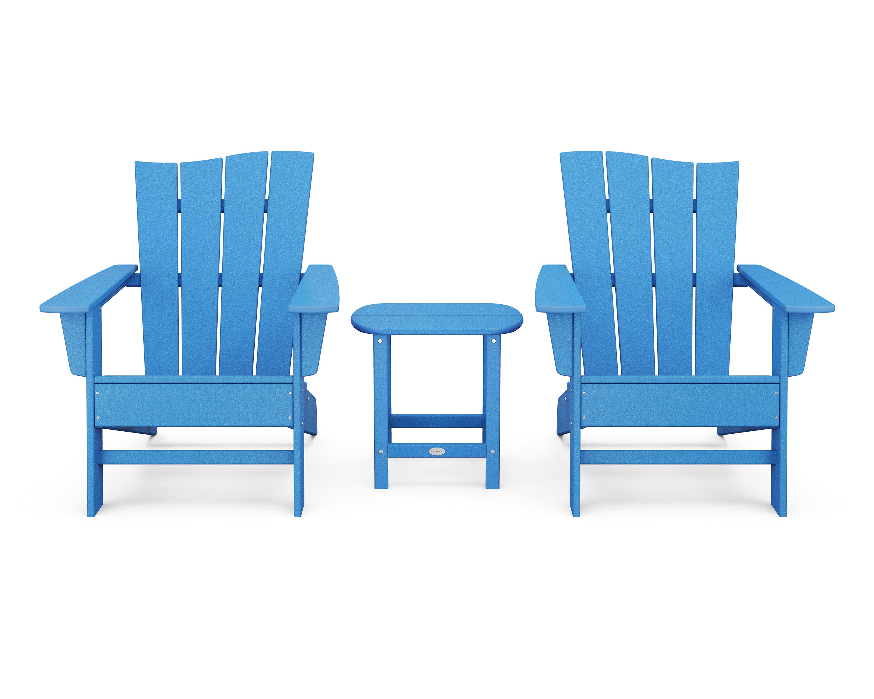 POLYWOOD® Wave 3-Piece Adirondack Chair Set in Pacific Blue