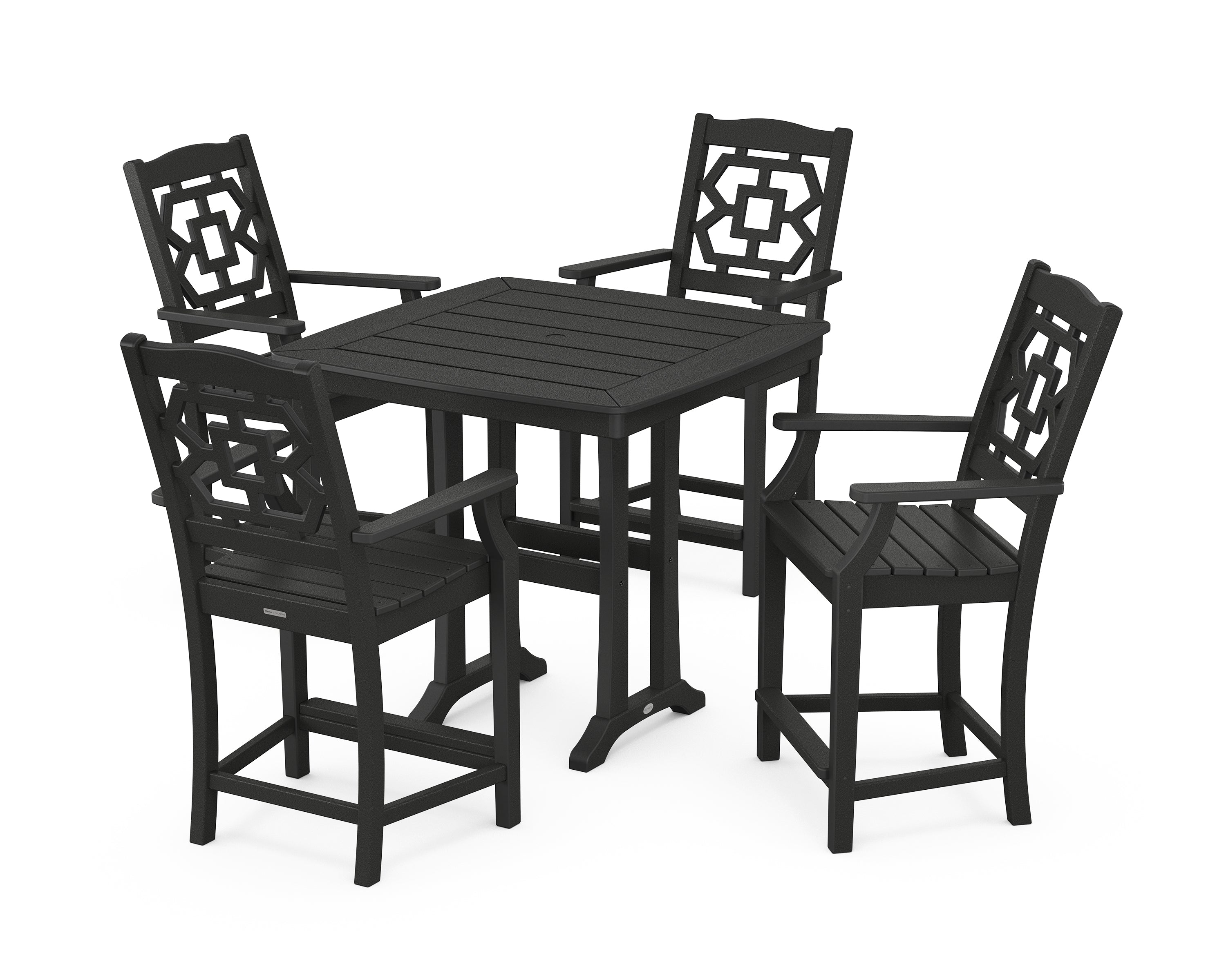Martha Stewart by POLYWOOD® Chinoiserie 5-Piece Counter Set with Trestle Legs in Black