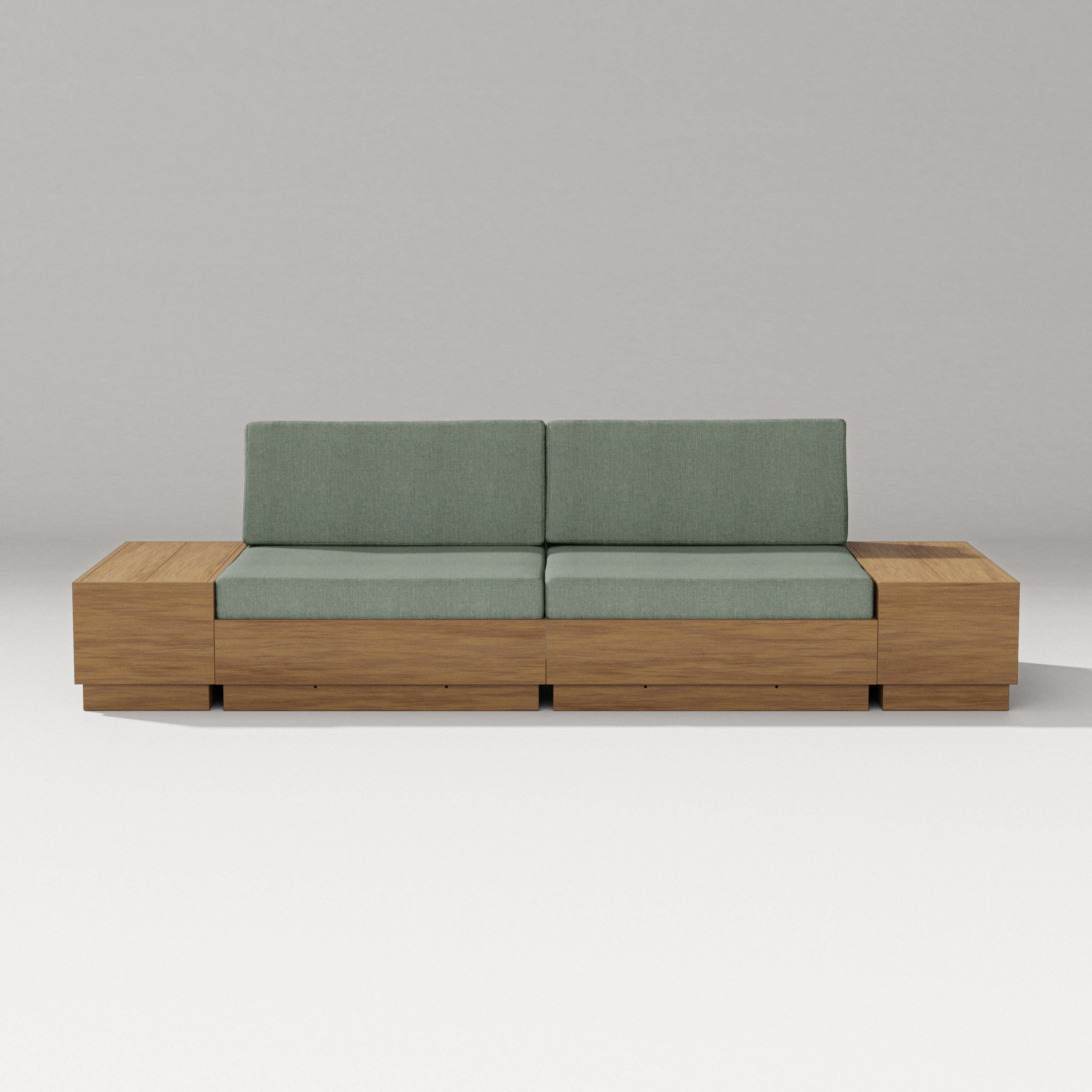PW Designer Series Elevate 4-Piece Loveseat Sectional in Natural / Cast Sage