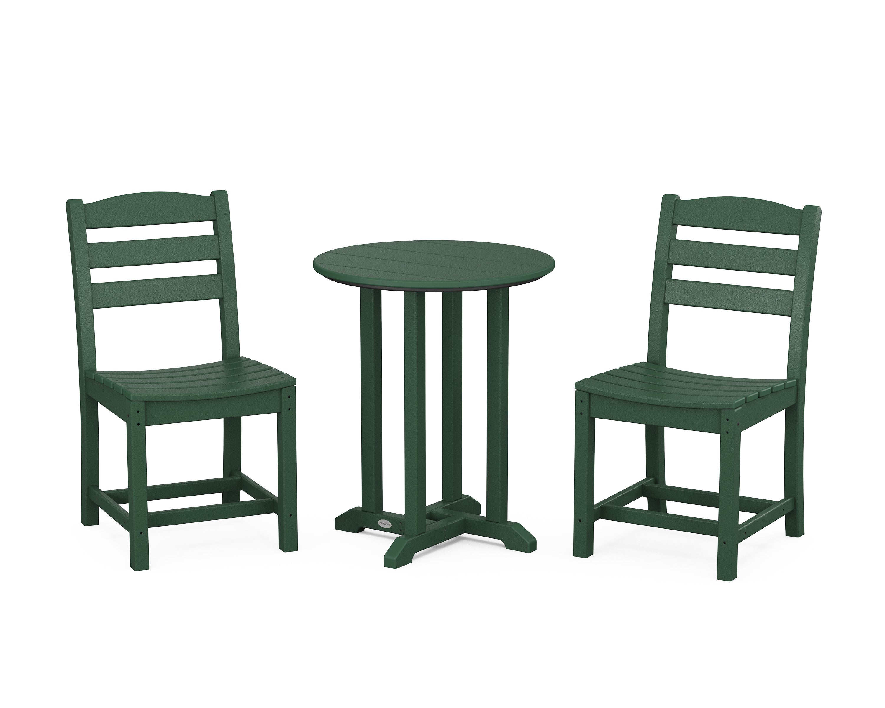 POLYWOOD La Casa Café Side Chair 3-Piece Round Bistro Dining Set in Green