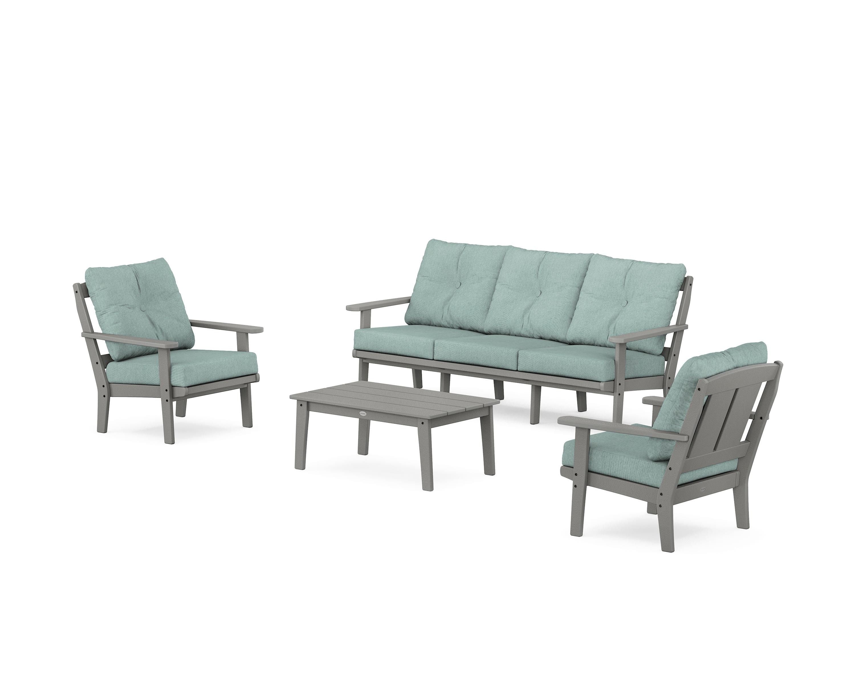POLYWOOD Mission 4-Piece Deep Seating Set with Sofa in Slate Grey / Glacier Spa