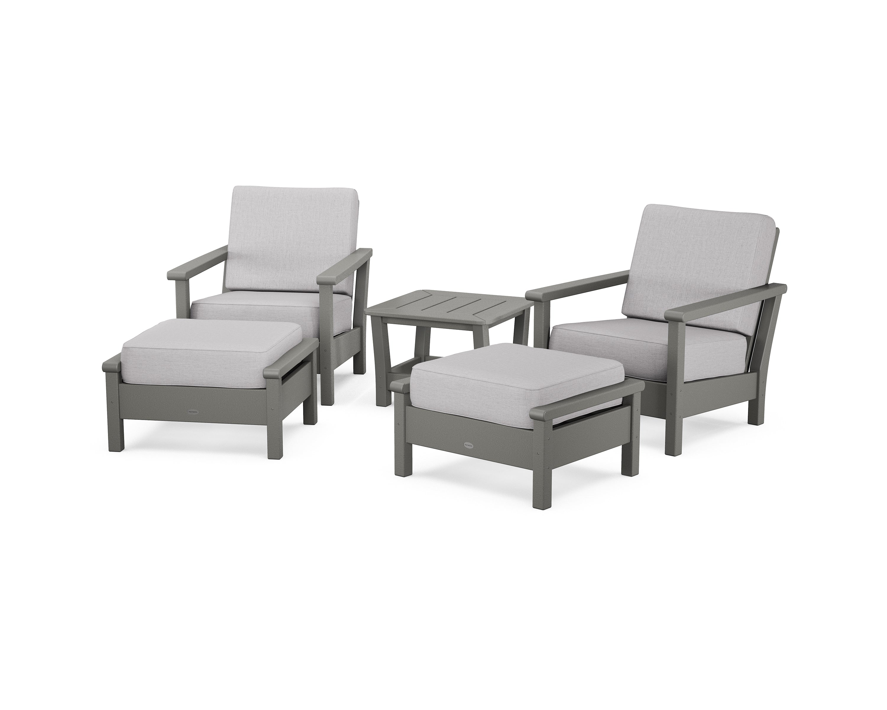 POLYWOOD Harbour 5-Piece Deep Seating Chair Set in Slate Grey / Granite
