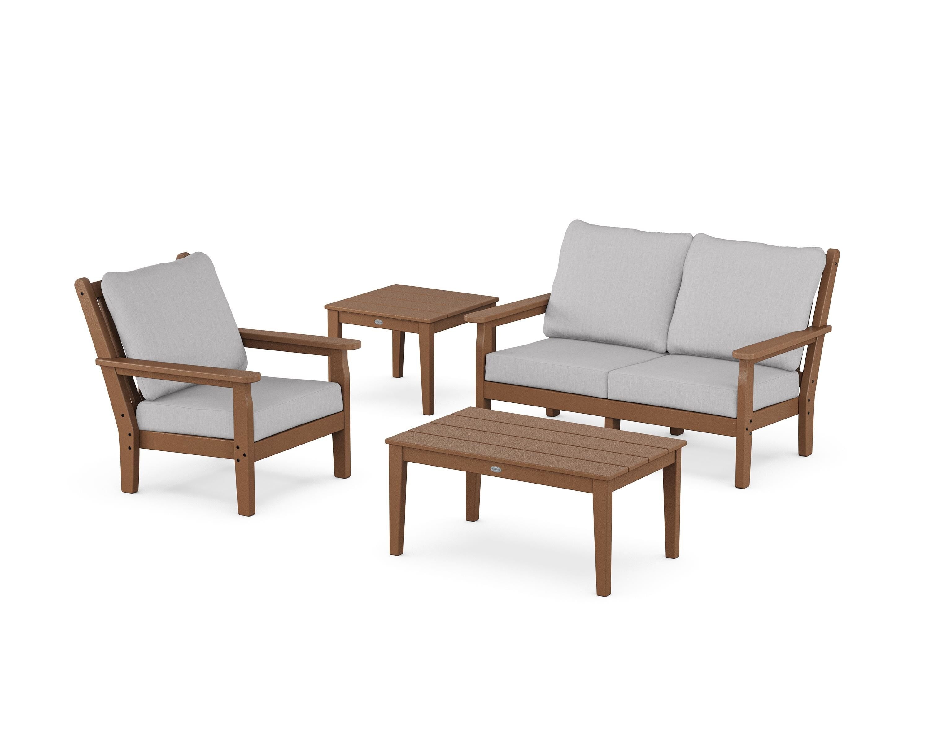 POLYWOOD Chippendale 4-Piece Deep Seating Set in Teak / Granite