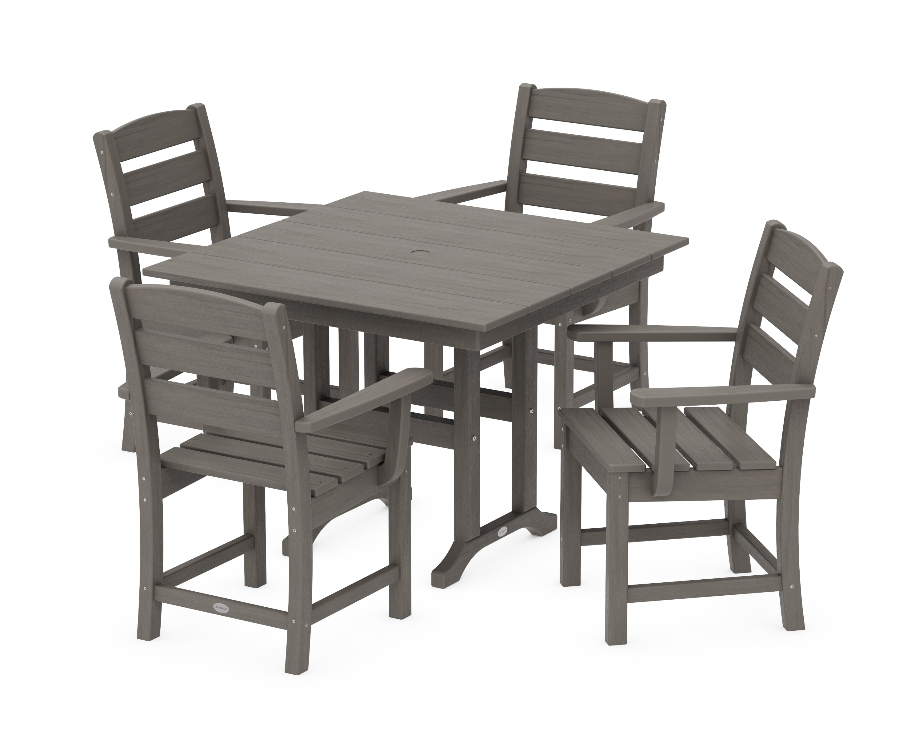 POLYWOOD Lakeside 5-Piece Farmhouse Dining Set in Driftwood