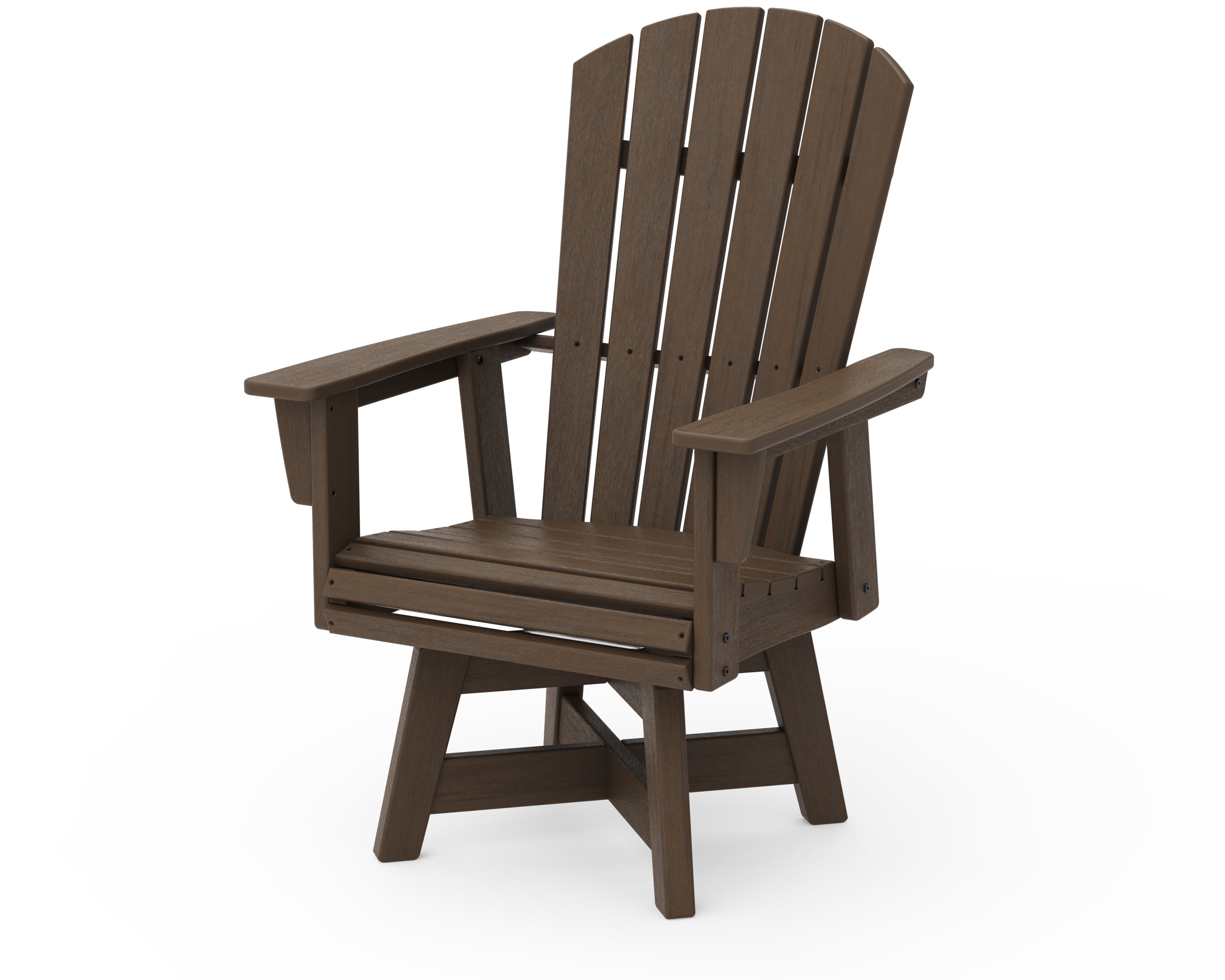 POLYWOOD Nautical Curveback Adirondack Swivel Dining Chair in Kona