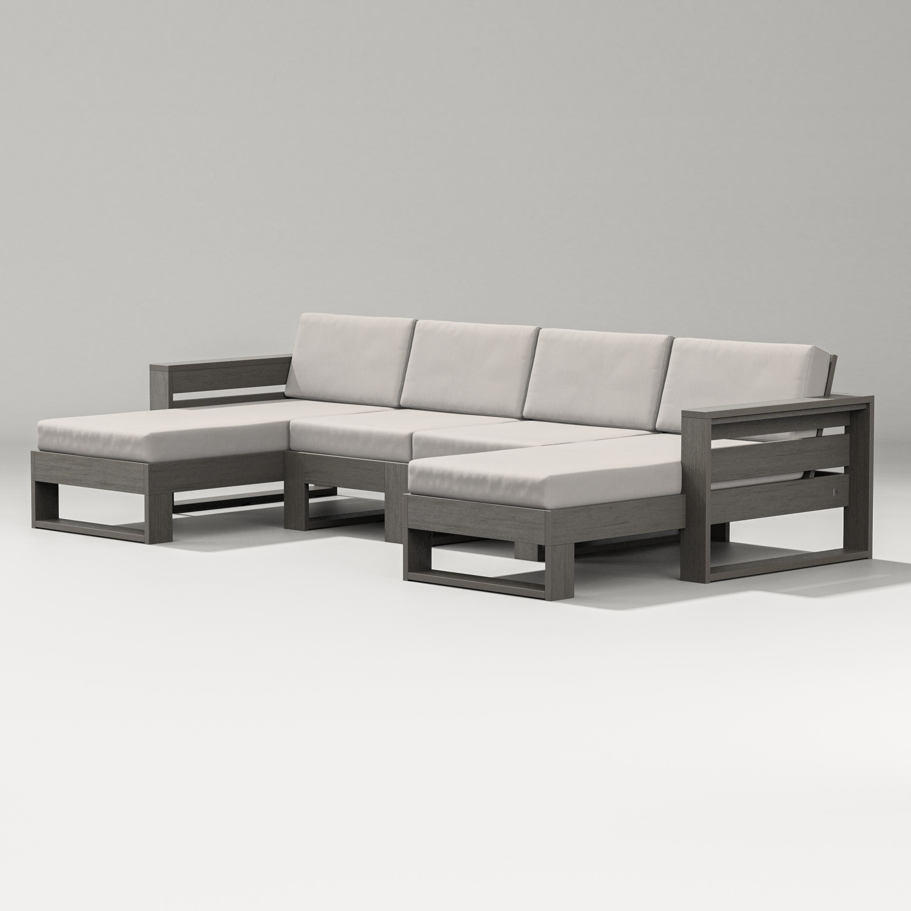 PW Designer Series Latitude Double Chaise Sectional in Driftwood / Cast Ash