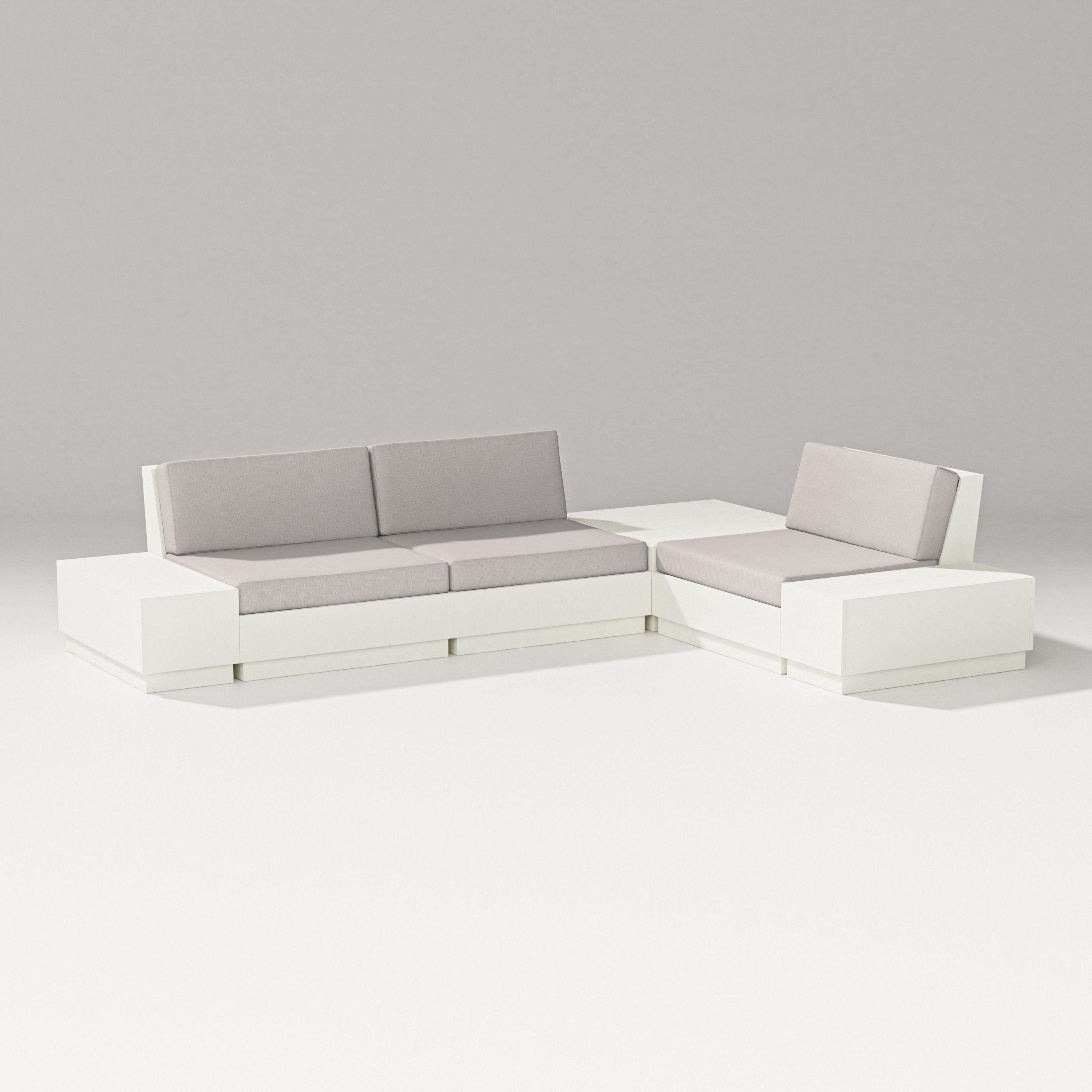 PW Designer Series Elevate 6-Piece Corner Sectional in Vintage White / Dune Burlap