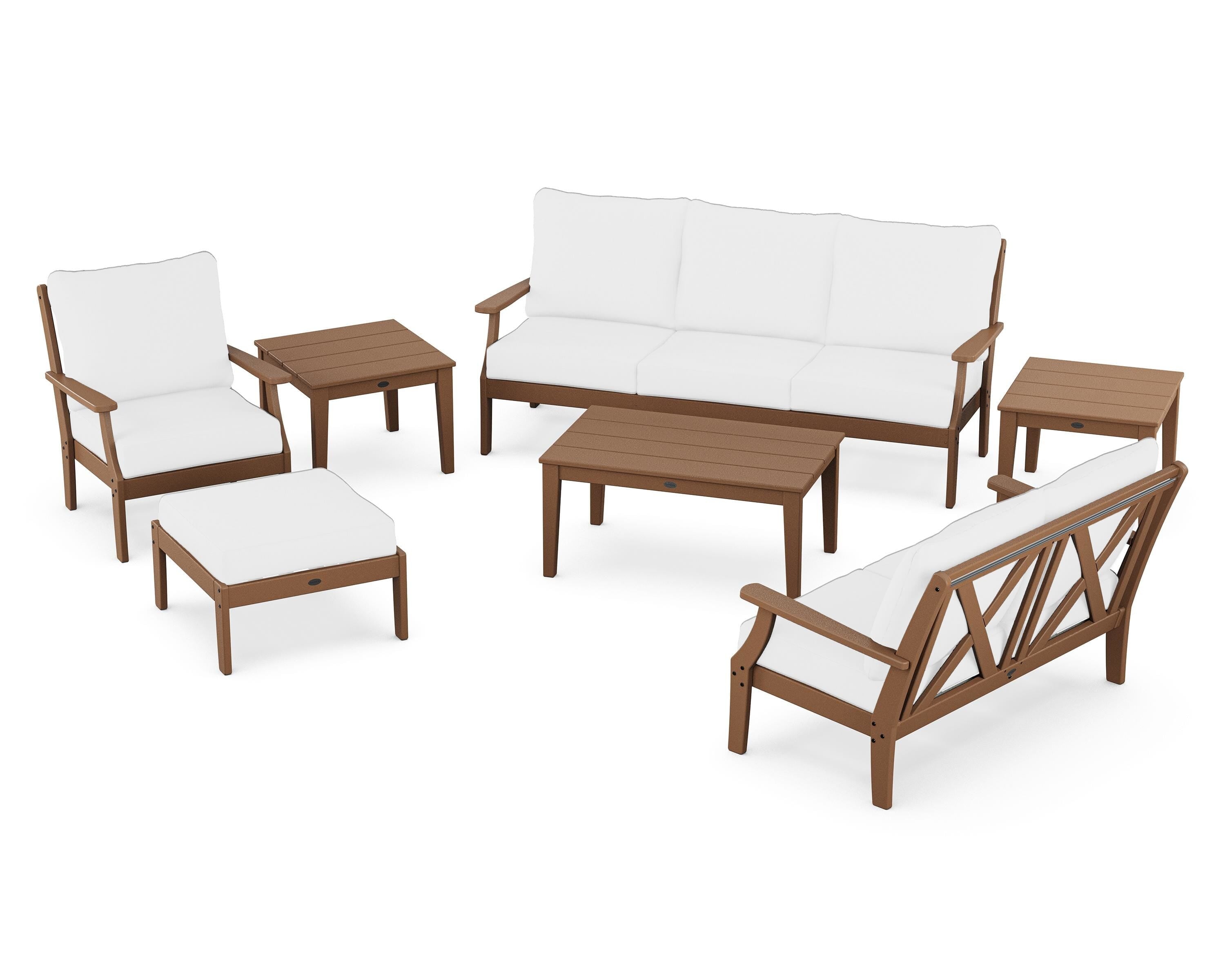 POLYWOOD Braxton 7-Piece Deep Seating Set in Teak / Natural