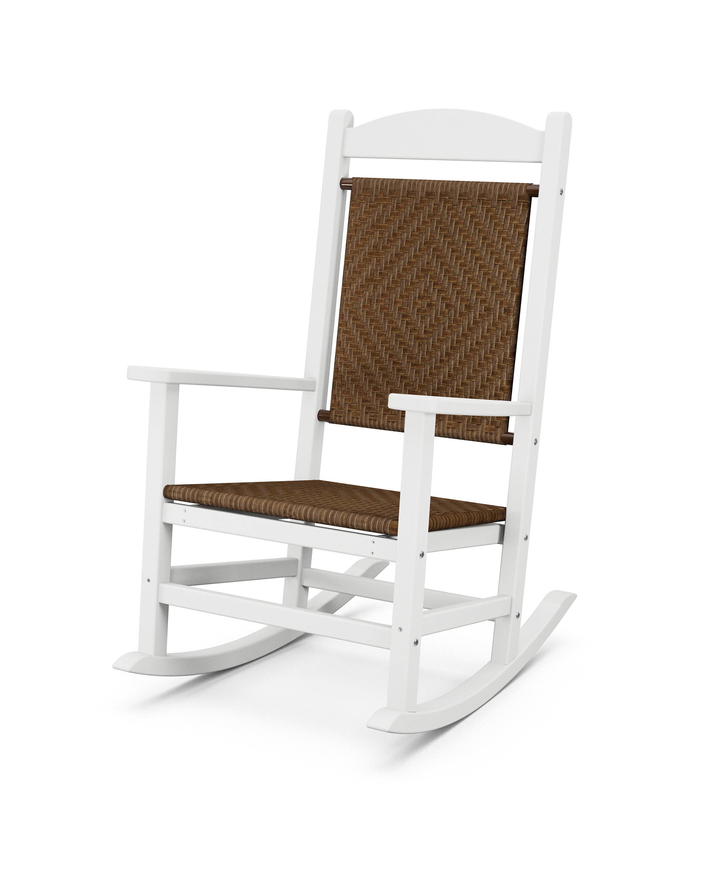 POLYWOOD® Presidential Woven Rocking Chair in White / Tigerwood