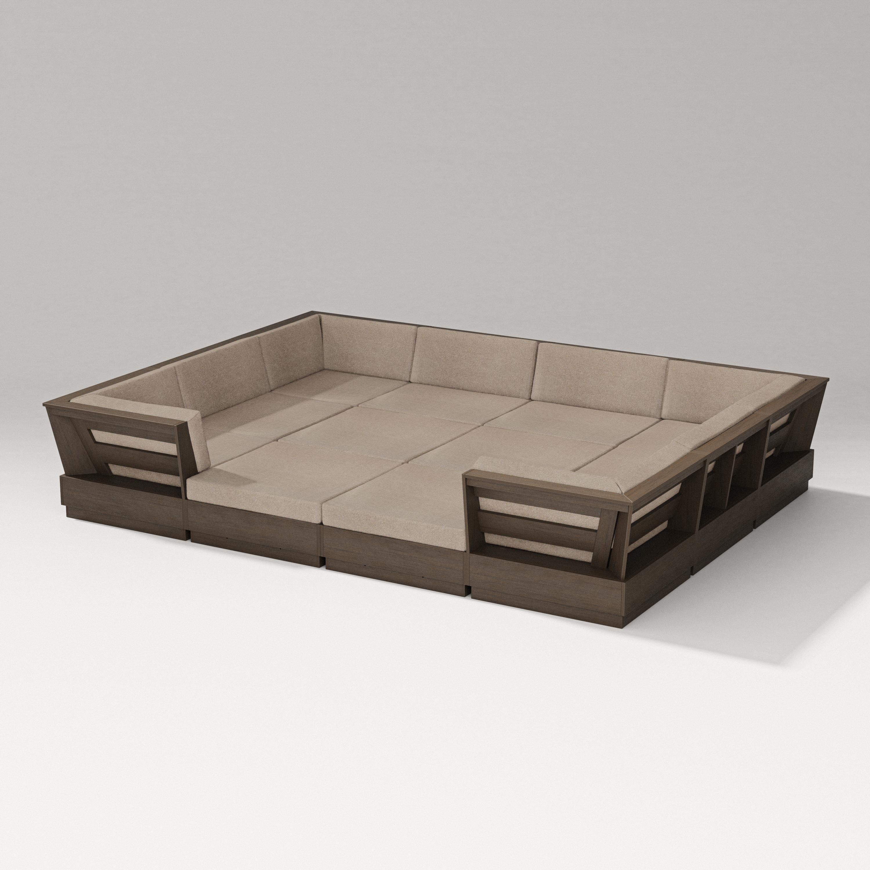 PW Designer Series Elevate 12-Piece Pit Sectional in Kona / Spiced Burlap