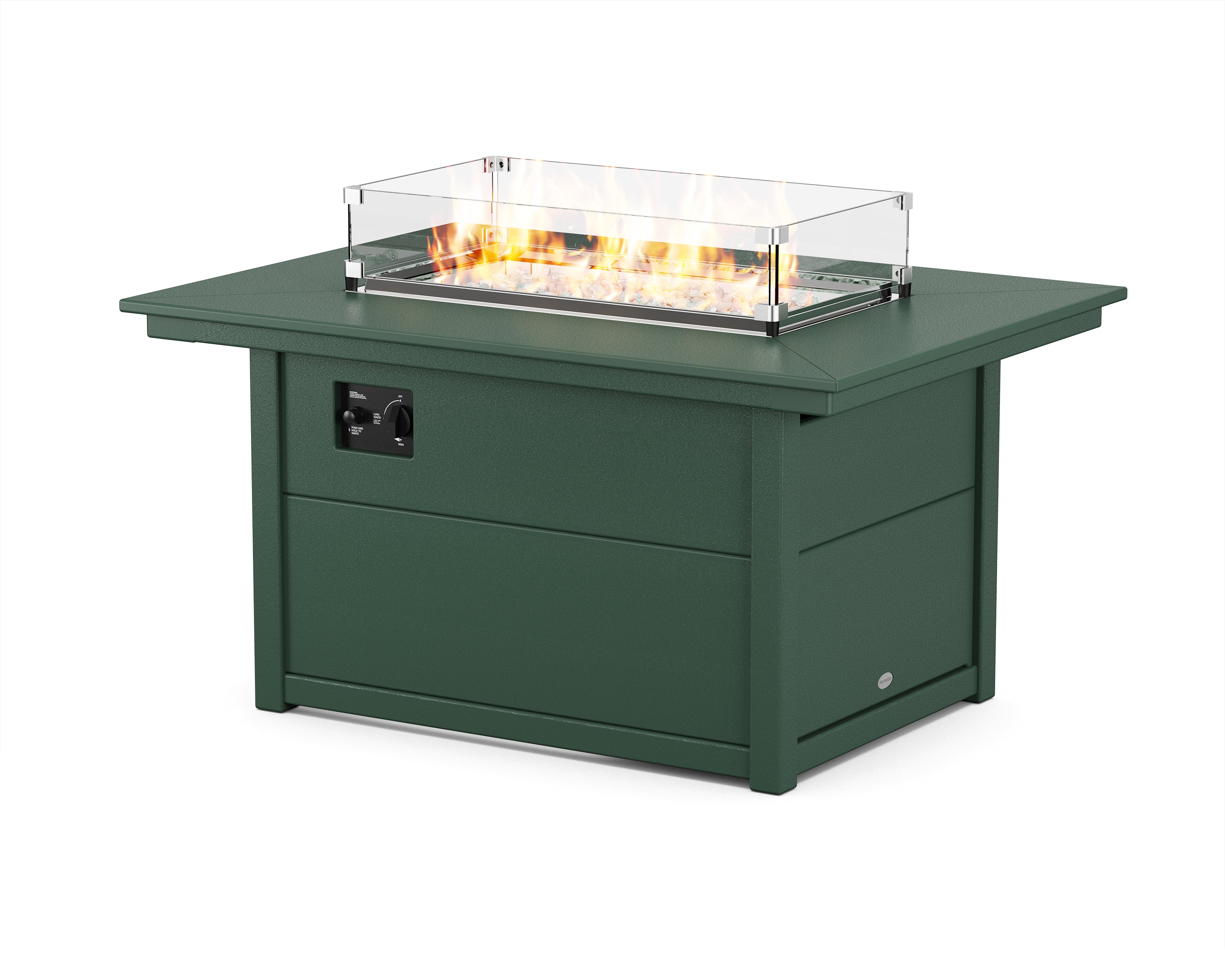 POLYWOOD® Rectangle 34" X 46" Fire Pit Table in Green