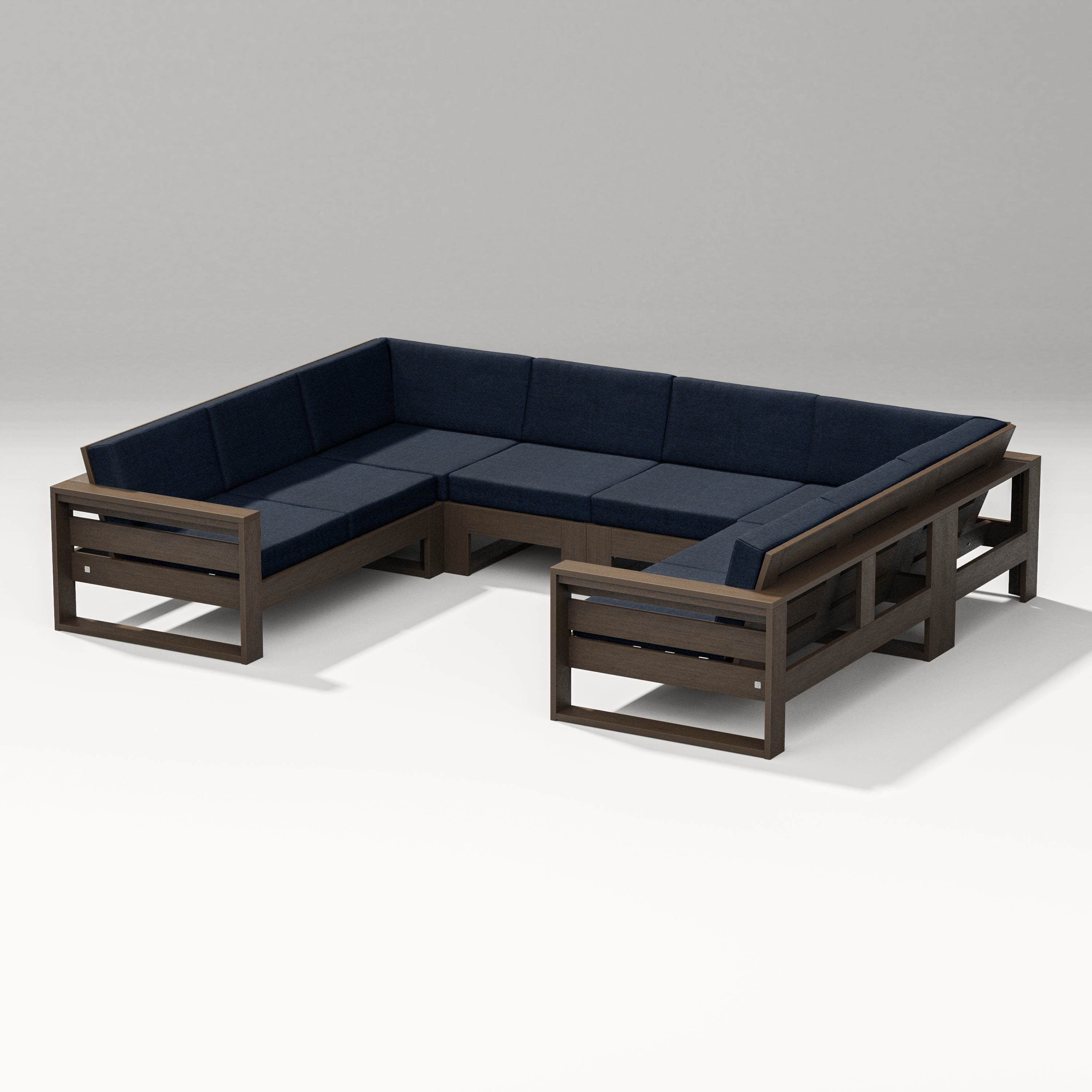 PW Designer Series Latitude U-Shaped Sectional in Kona / Marine Indigo
