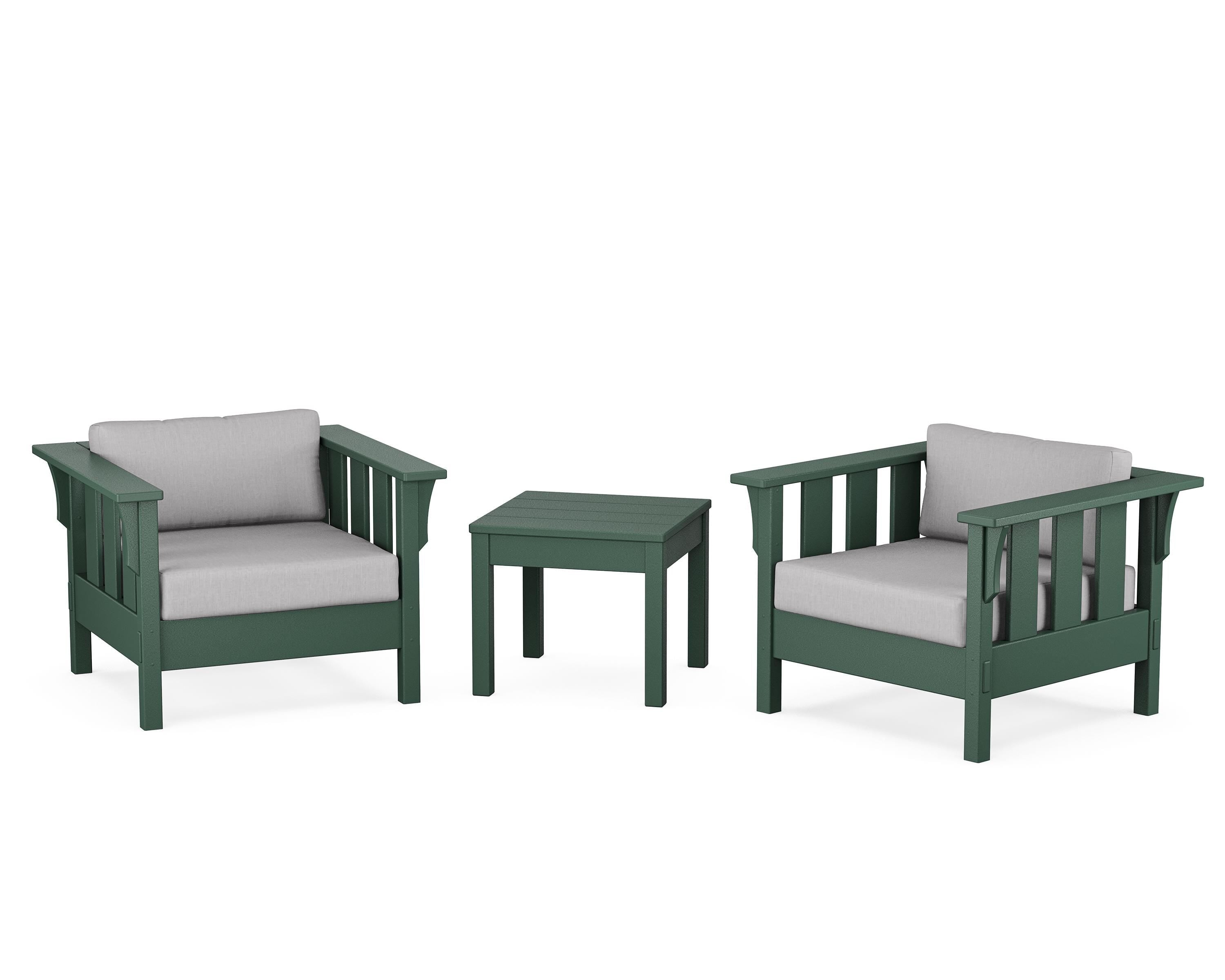 Martha Stewart by POLYWOOD Acadia 3-Piece Deep Seating Set in Green / Granite