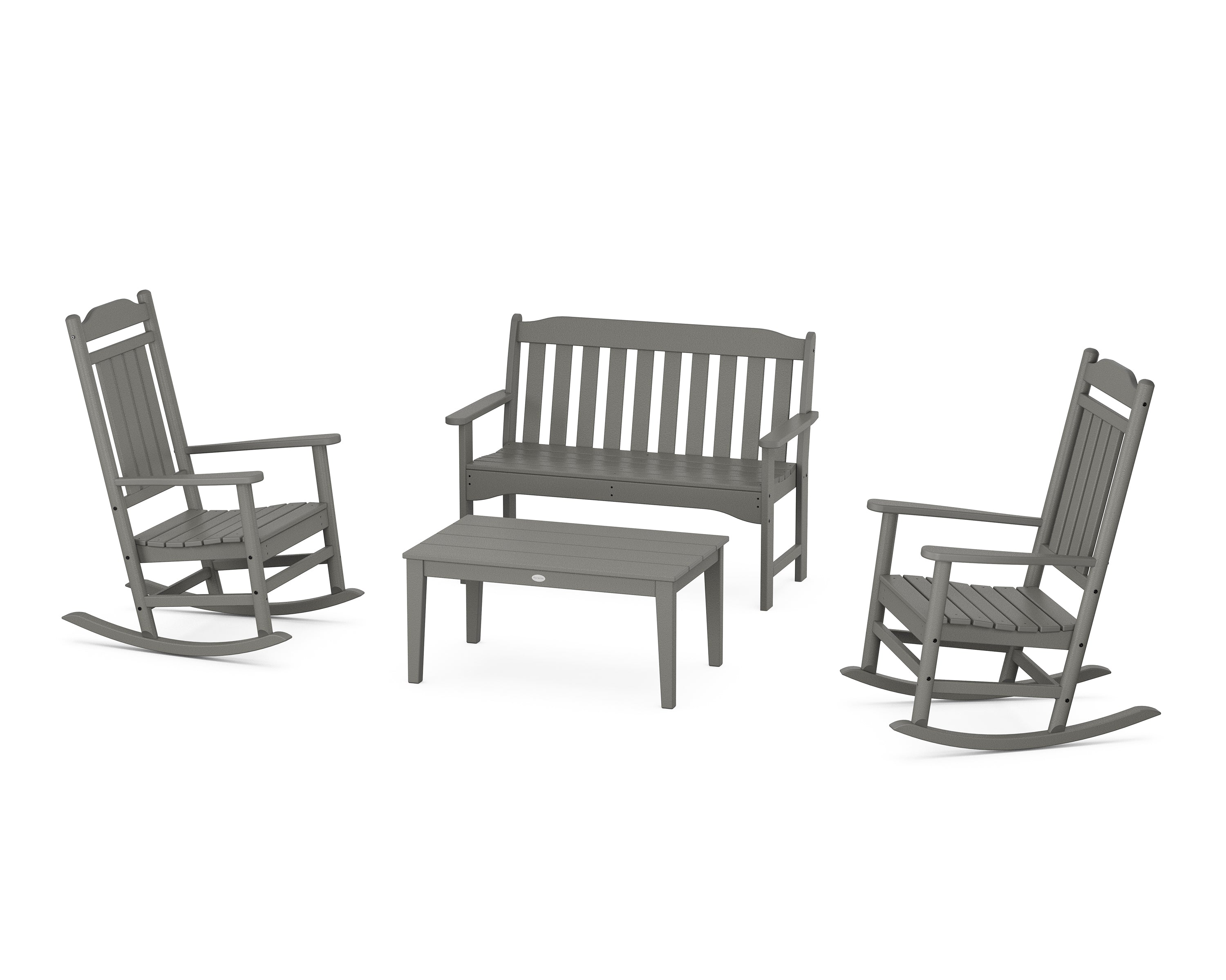 POLYWOOD Country Living Legacy Rocking Chair 4-Piece Porch Set  in Slate Grey