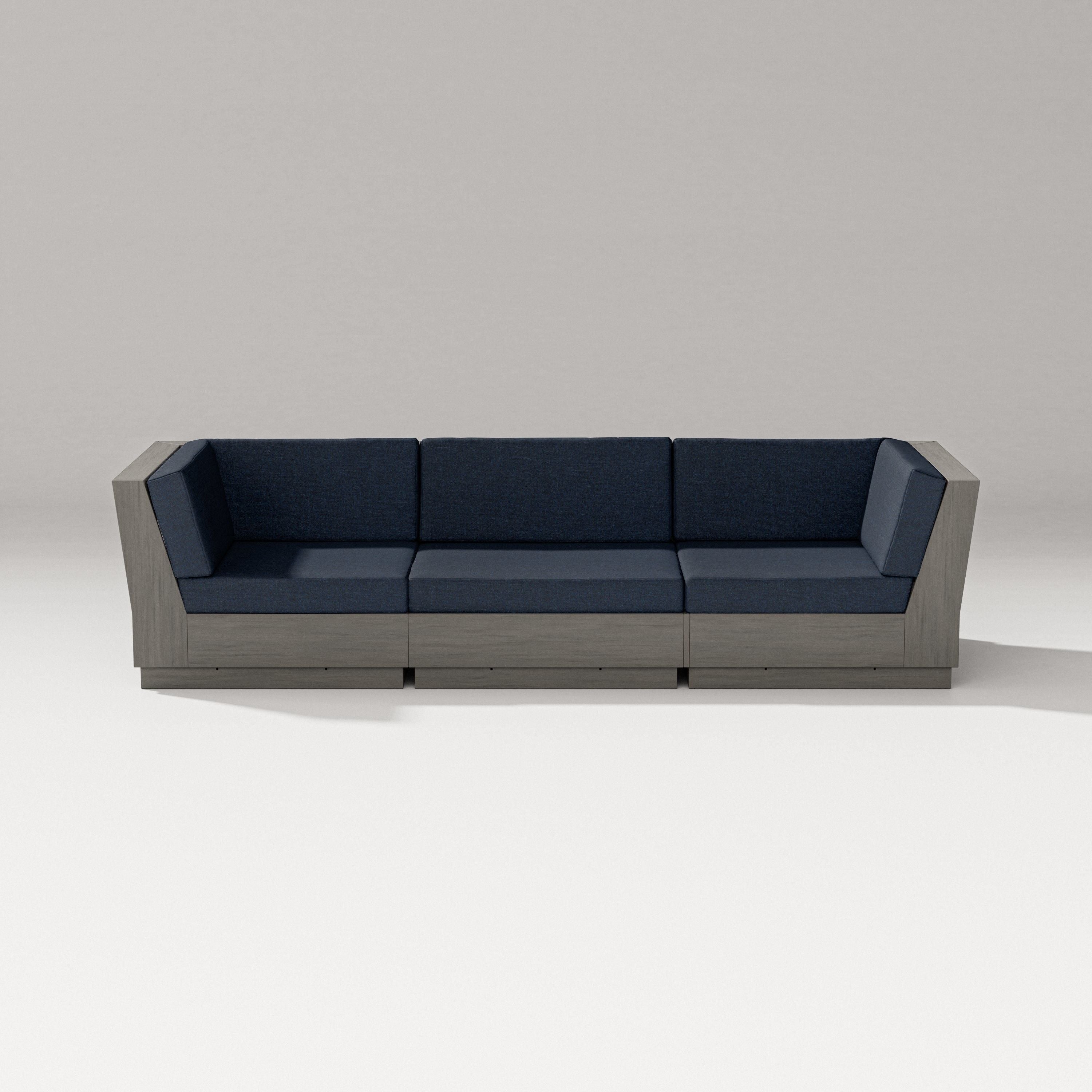 PW Designer Series Elevate Sofa Sectional in Driftwood / Marine Indigo