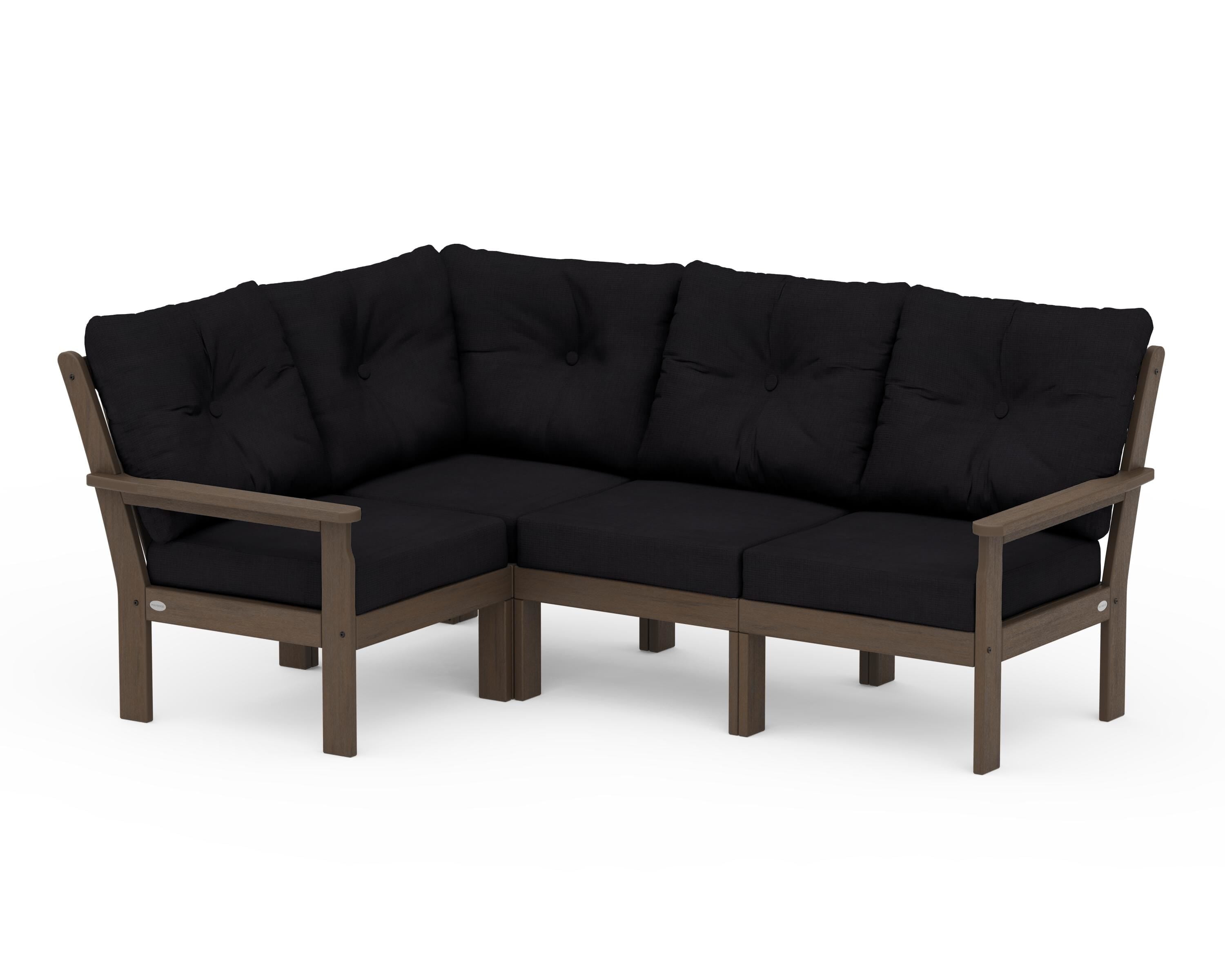 POLYWOOD Vineyard 4-Piece Sectional in Kona / Midnight Linen