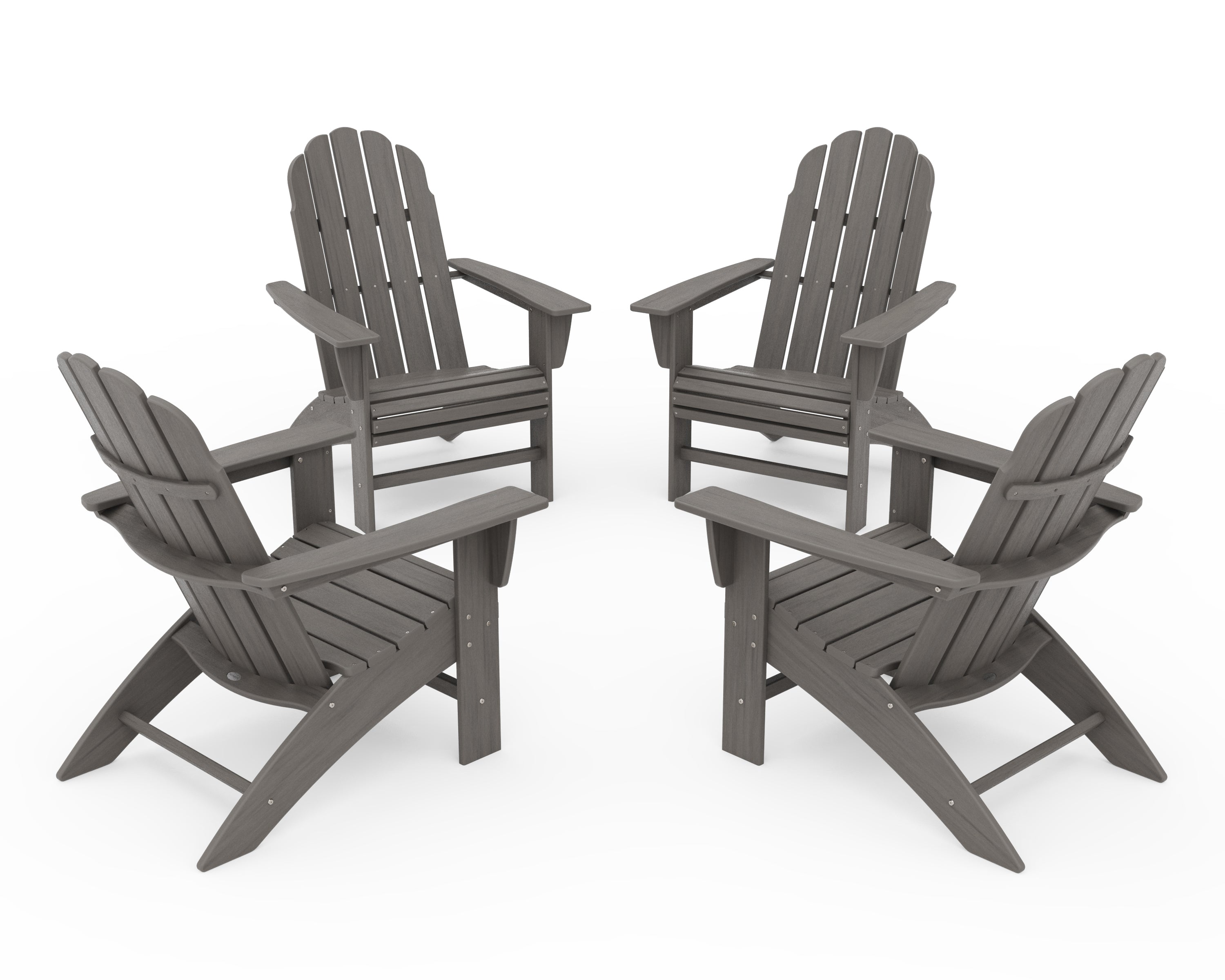 POLYWOOD 4-Piece Vineyard Curveback Adirondack Chair Conversation Set in Driftwood