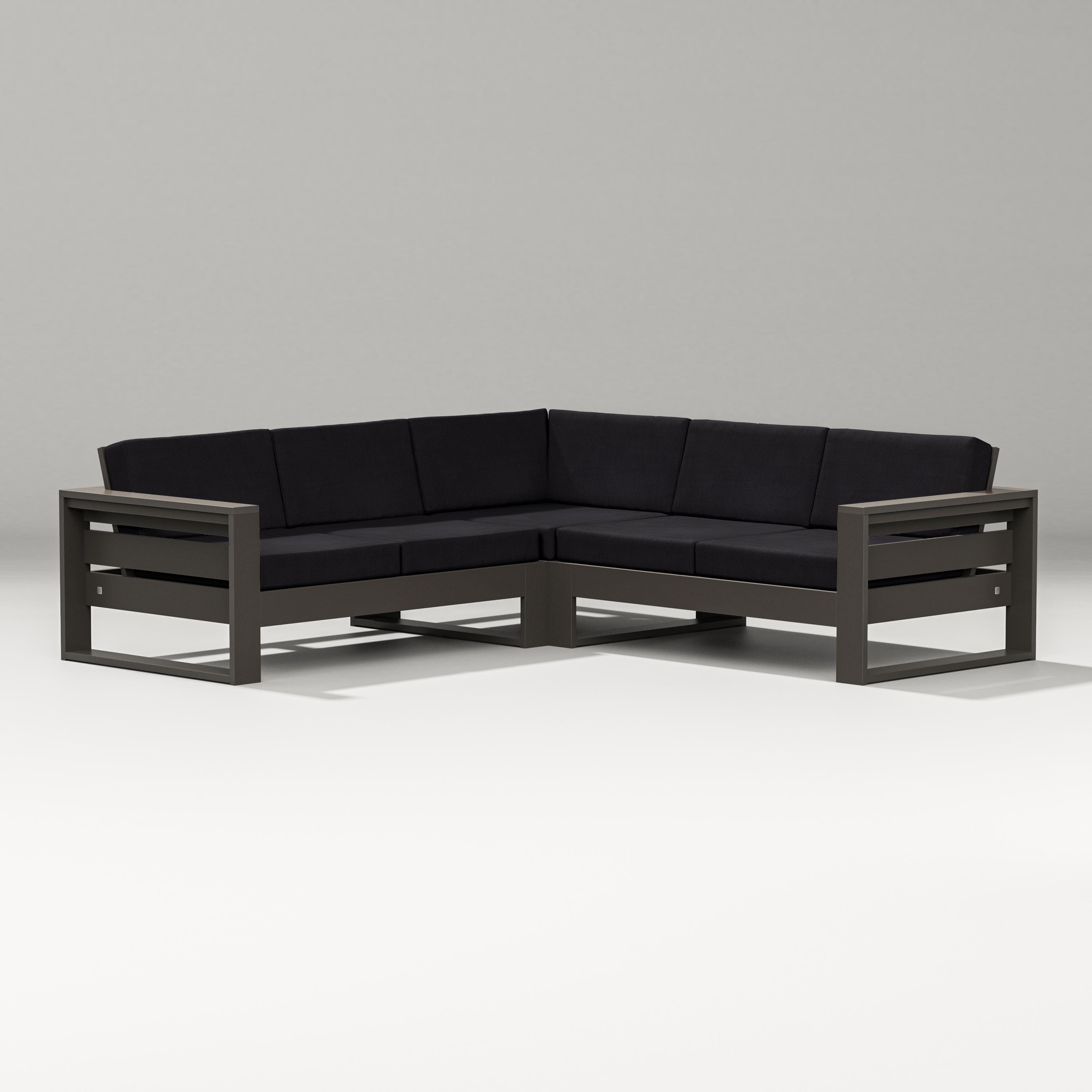 PW Designer Series Latitude Corner Sectional in Vintage Coffee / Midnight Linen