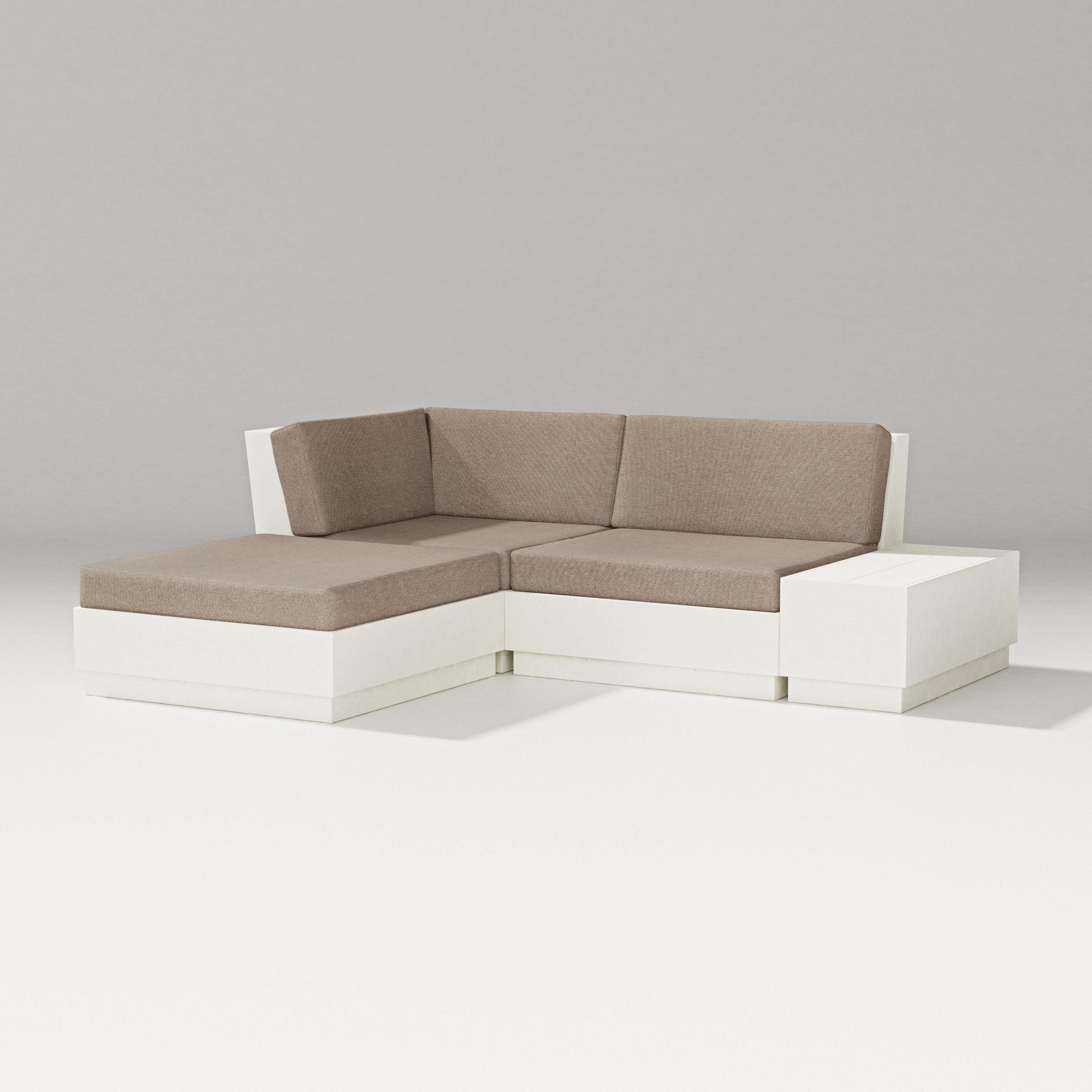 PW Designer Series Elevate Loveseat Sectional with Chaise in Vintage White / Spiced Burlap