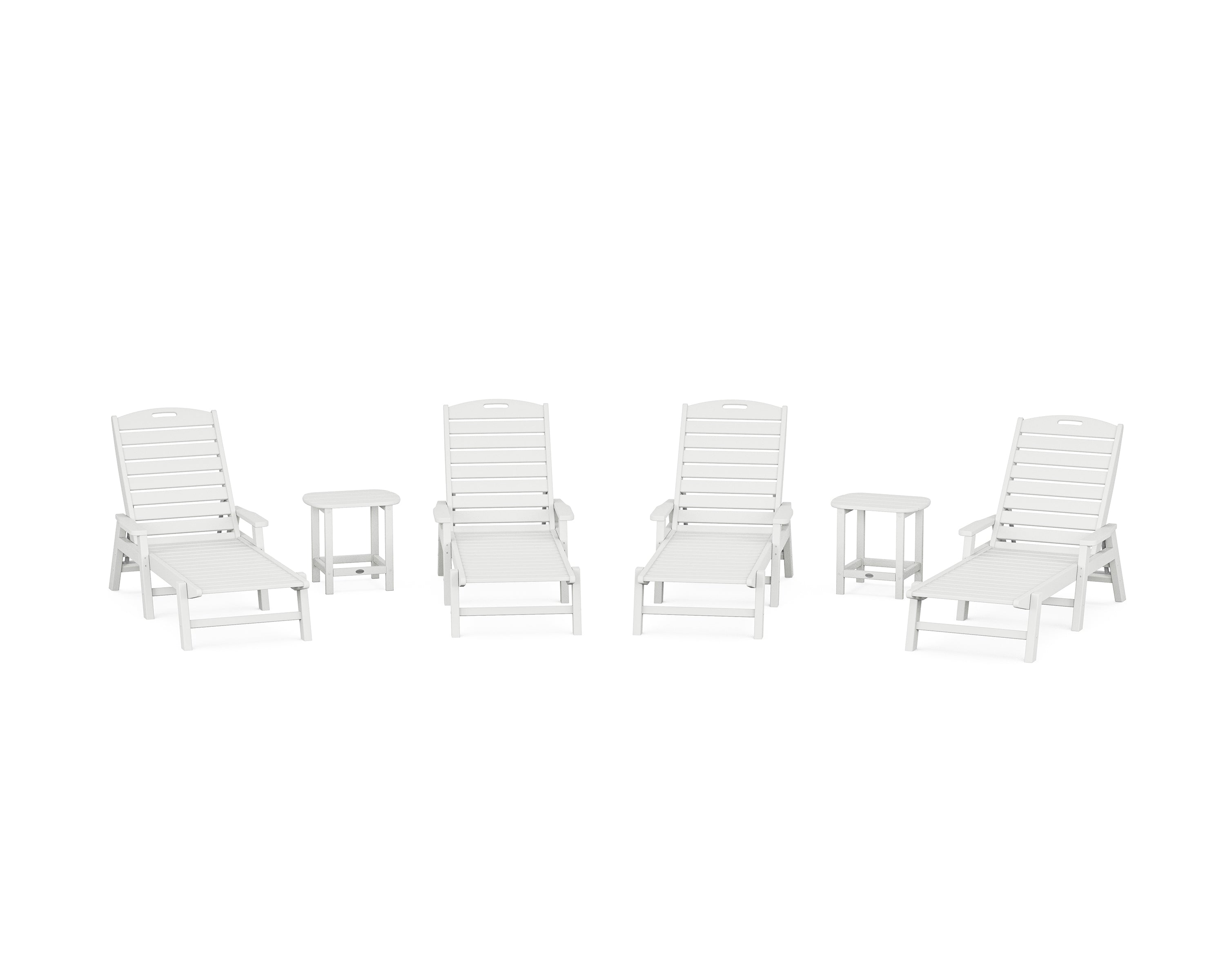 POLYWOOD Nautical Chaise 6-Piece Set with Arms in White